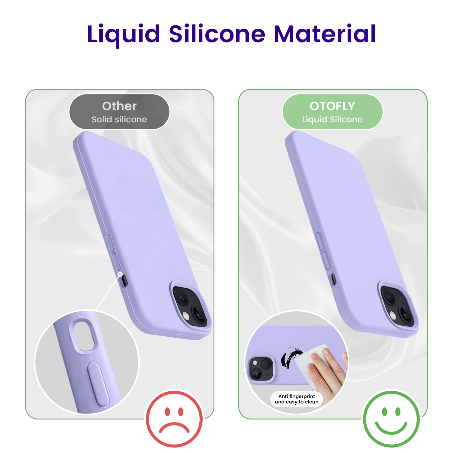 Otofly Designed For Iphone 14 Case, Silicone Shockproof Slim Thin Phone Case For Iphone 14 6.1 Inch (Light Purple)