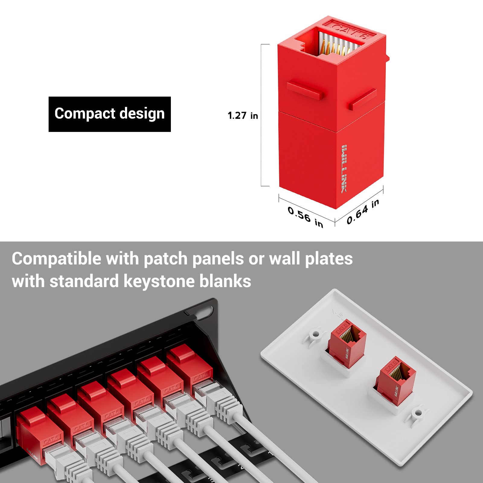 Iwillink Rj45 Cat6 Keystone Coupler 25 Pack, Female To Female Cat6 Keystone Jack, Utp Keystone Coupler Insert, Keystone Jack, Et