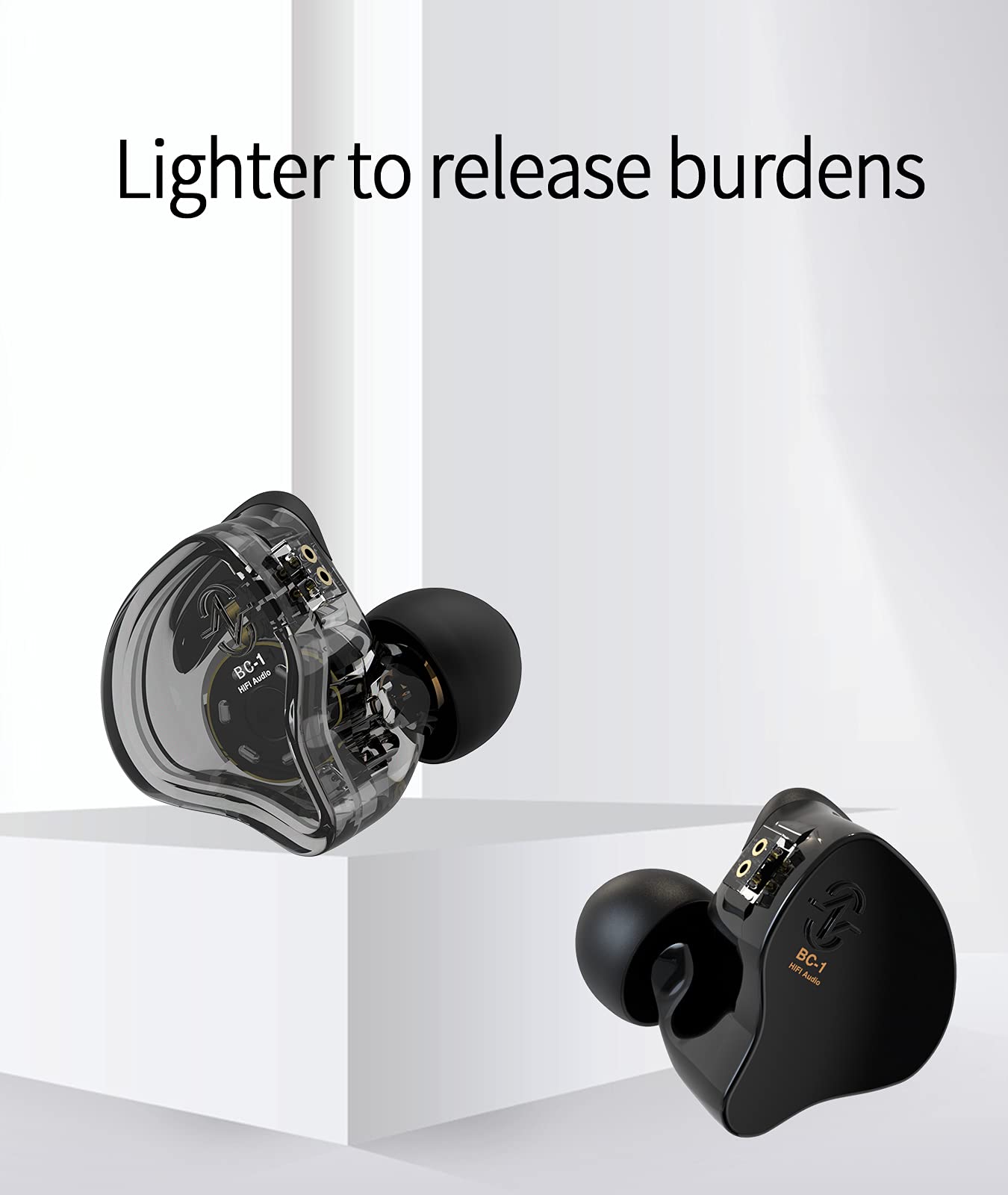 Ccz Melody In Ear Monitor, Dynamic Hybrid Dual Driver In Ear Earphones 1Ba+1Dd Hifi Wired Headphones Musicians Iem Upgrade Deep Bass Suitable For Bass Vocals Pop Folk Acg (No Mic, Transparent)