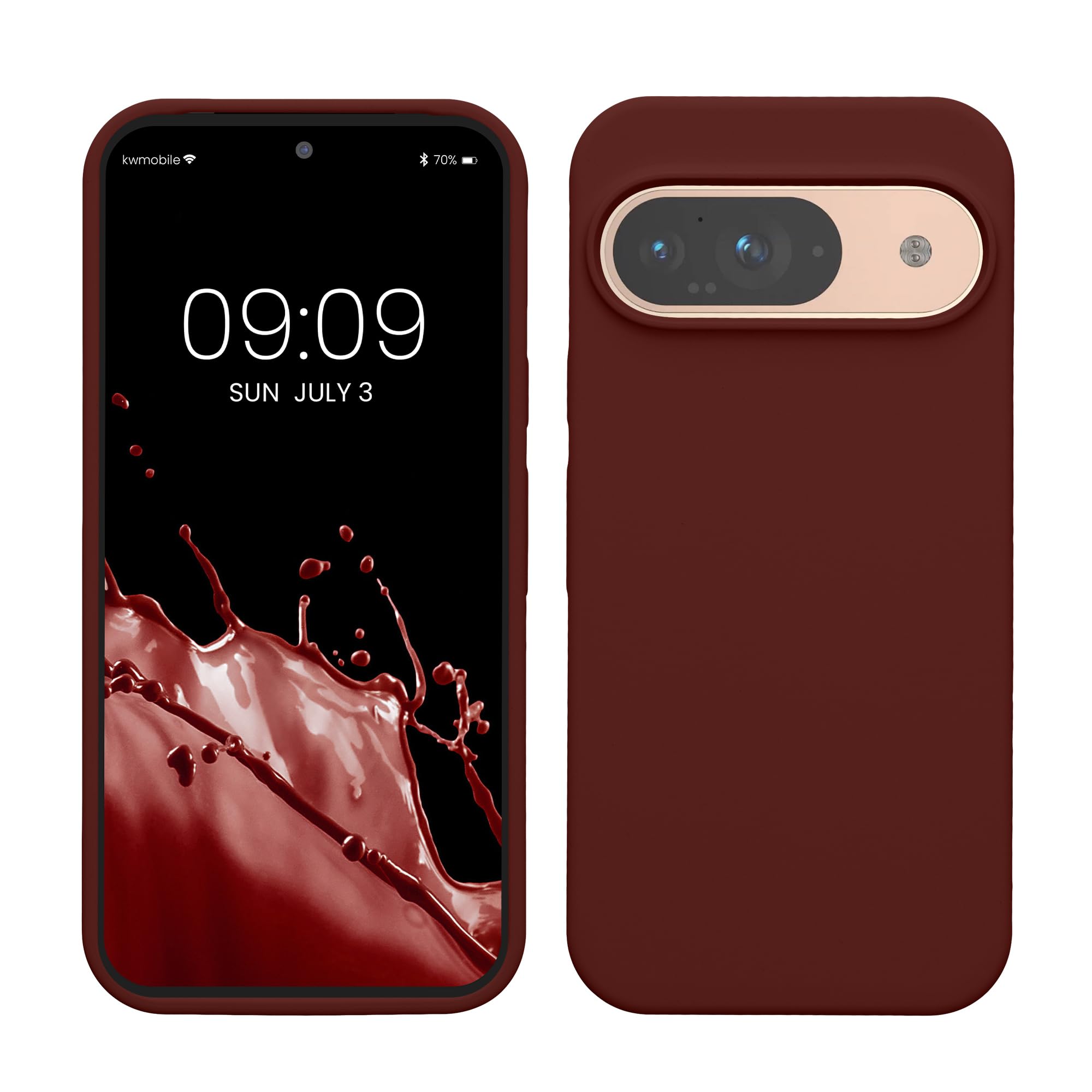 kwmobile Case Compatible with Google Pixel 9 / Pixel 9 Pro Case - TPU Silicone Phone Cover with Soft Finish - Tawny Red
