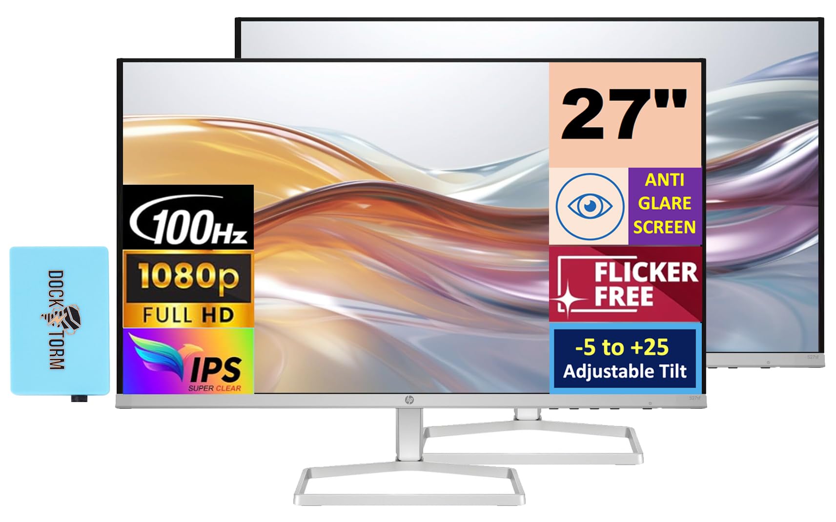 Hp Series 5 527Sf Monitor (Replaces Model M27H) 94F44Aa#Aba W/Docztorm Dock,27''Fhd Ips, 2X Hdmi, 1X Vga, 3-Sided Micro-Edge Bez