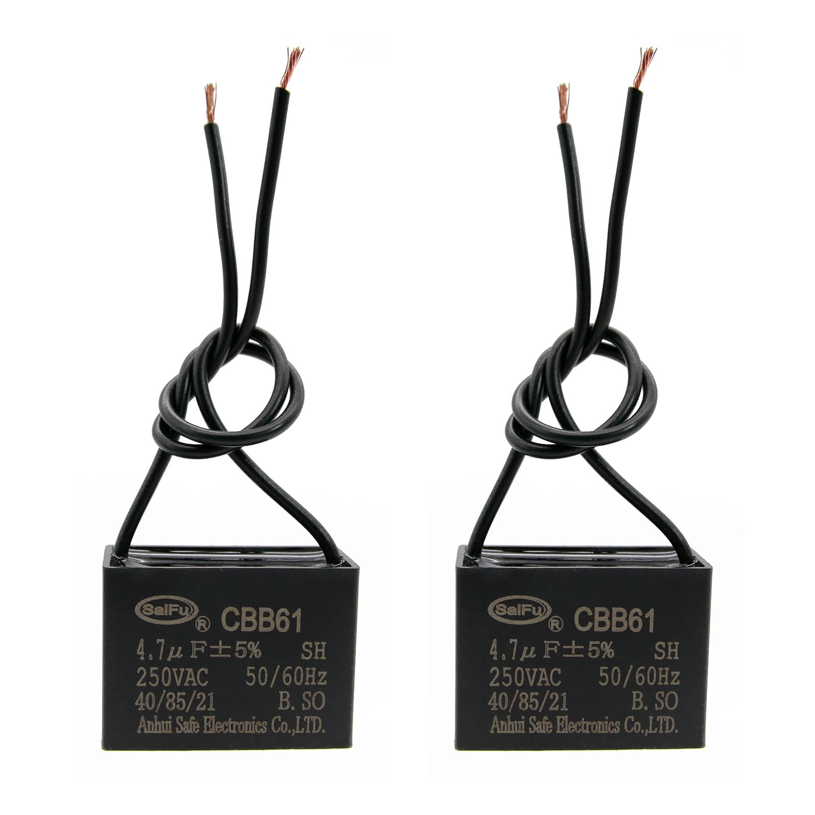 Akzytue Cbb61 Capacitor 4.7Uf 250V Ac Ceiling Fan 2 Wire 50/60Hz For Starting Electric Fan Generator Pump Motor (2 Pack )