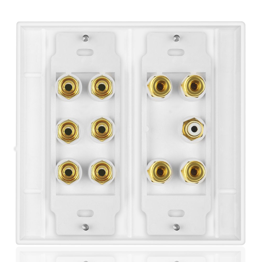 Home Theater 5.1 Surround Sound Distribution Wall Plate 10 Banana Binding Post Coupler For 5 Speakers And 1 Rca For Subwoofer