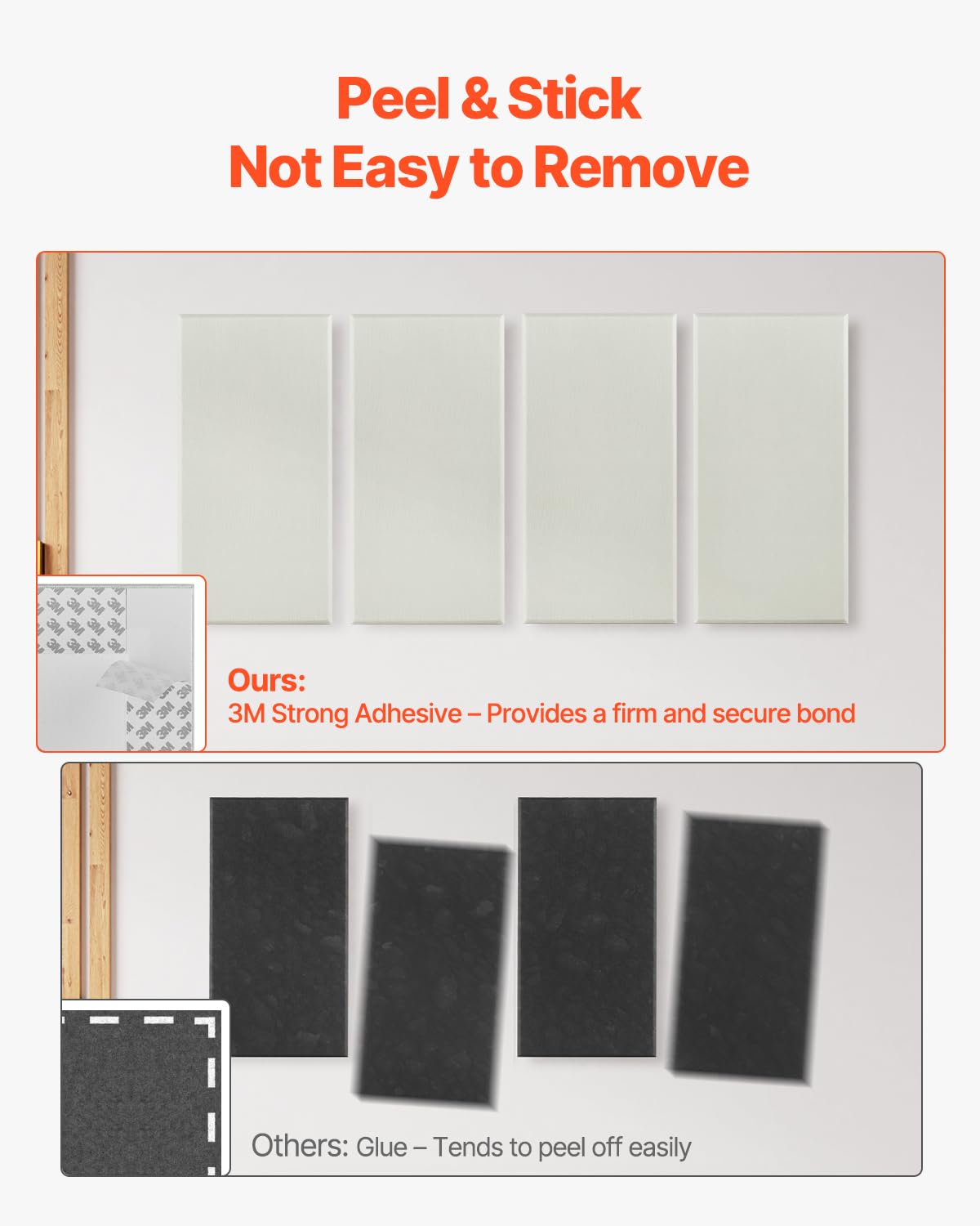 Vevor 4 Pcs Acoustic Panels, 2 Inch Thick 23.6 X 11.8 Inch Fiberglass Sound Absorbing Panels, Self-Adhesive Soundproof Wall Boar