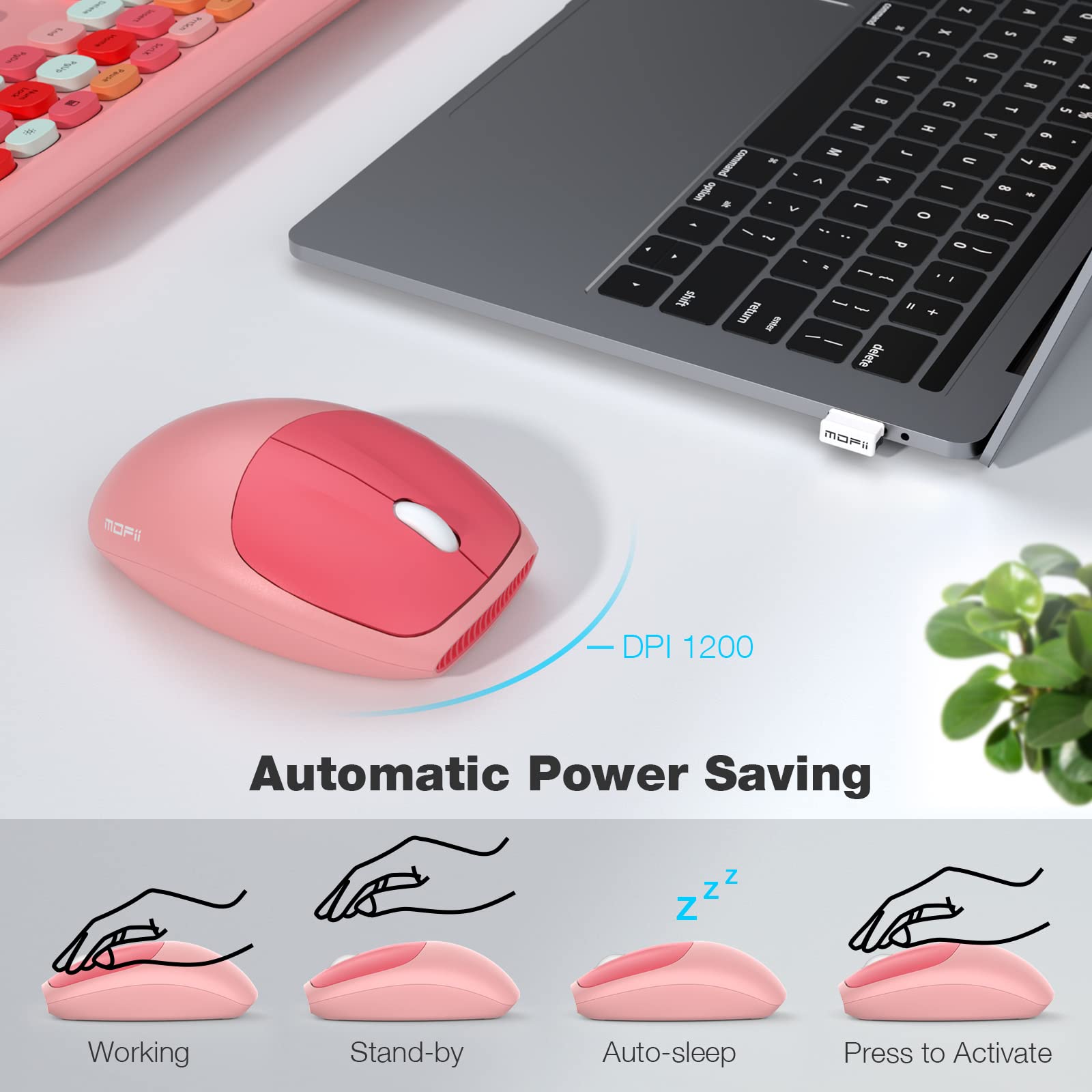 Mofii Wireless Keyboard And Mouse Combo Silent, Slim Compact 2.4G Usb Full Size , Cute 110 Keys Keyboard For Pc, Notebook, Macbo
