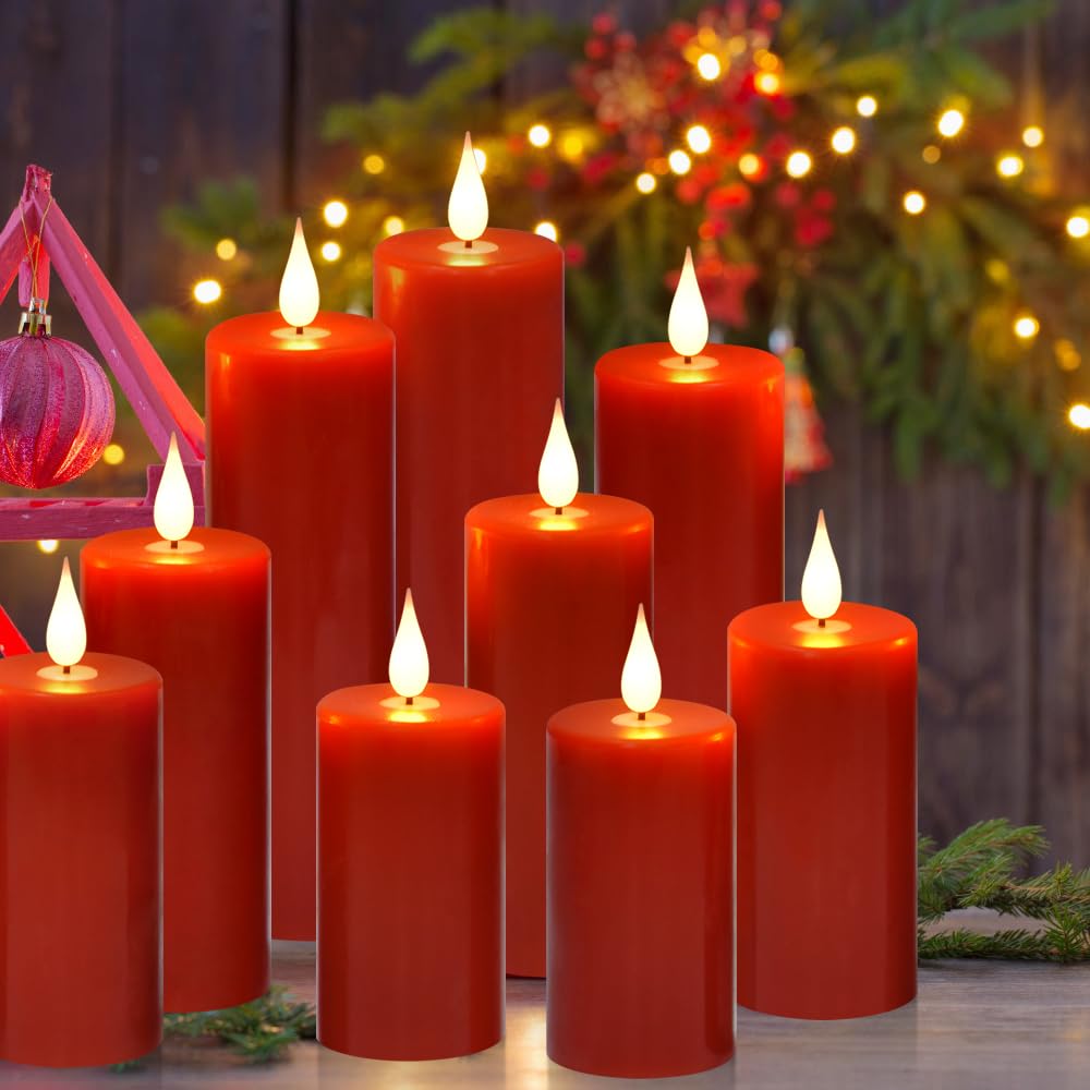 Flameless Flickering Battery Operated Candles 9Pack Real Wax Pillar Led Candles With 10 Key Remote Control And 24 Hours Timer Fo