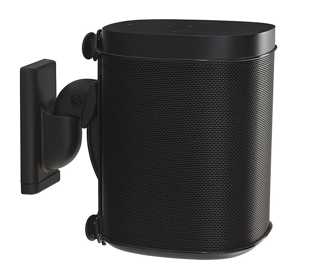 Sanus Wireless Speaker Wall Mount For Sonos One   Tool Free Tilt & Swivel Adjustments For Best Audio   Single (Black)   Wswm21 B