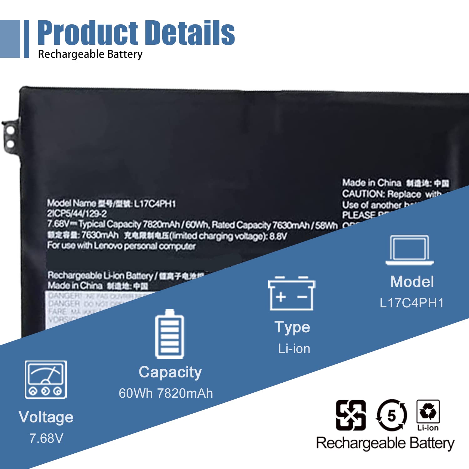 Vanpir L17C4Ph1 Laptop Battery Compatible With Lenovo Yoga C930 13Ikb Yoga C930 13Ikb Glass Series Notebook L17M4Ph1 5B10Q82426
