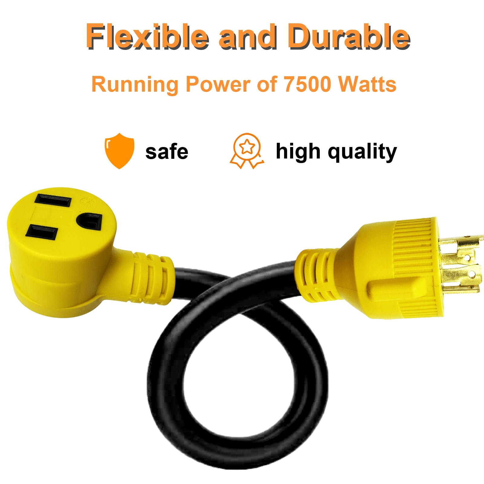 Suplevel Nema L14 30P To 6 50R Welder Adapter Plug Cord 1.5 Ft, 4 Prong 30 Amp Twist Lock Generator Male To 3 Prong 50 Amp Welde