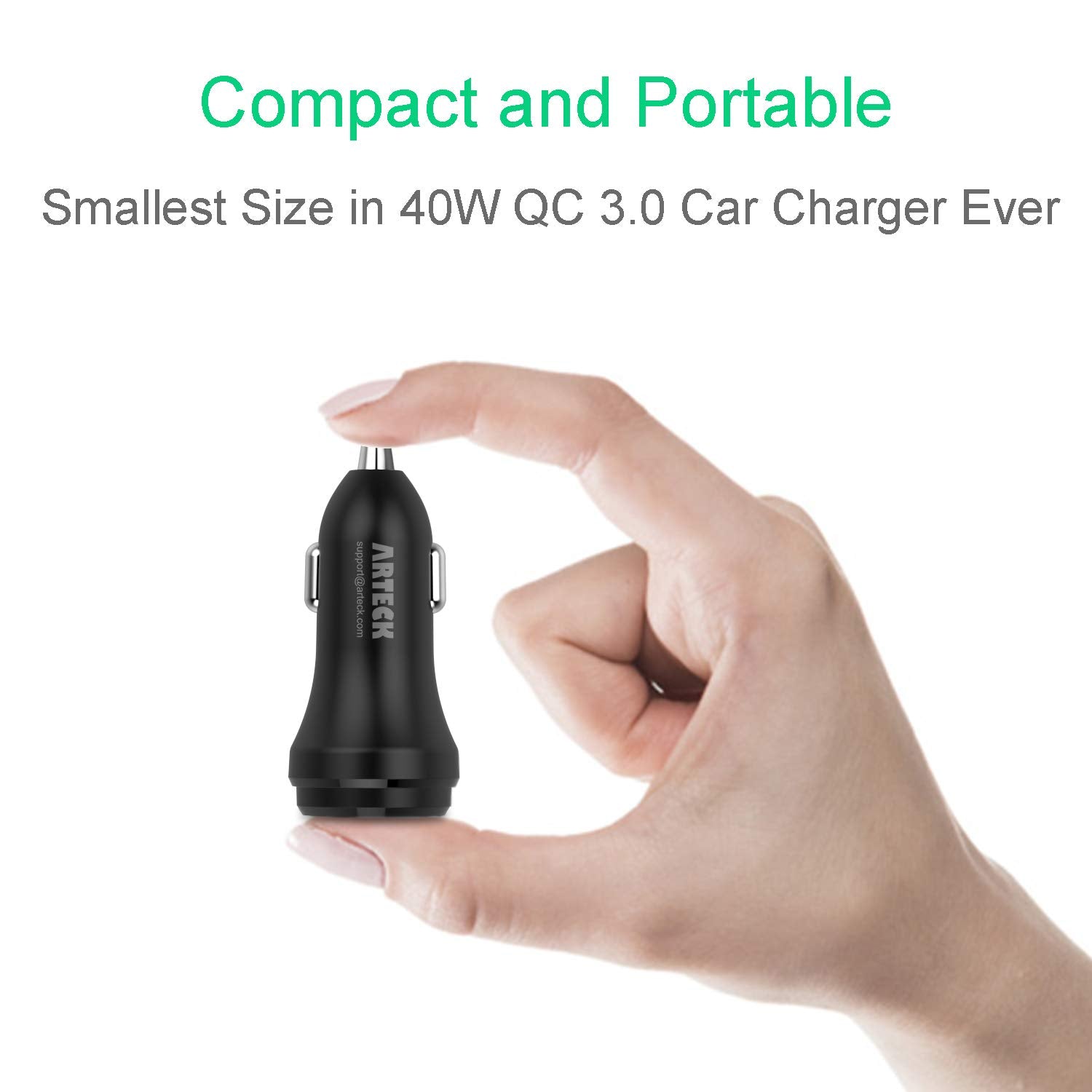 Car Charger, Arteck 40W 2 Quick Charge 3.0 Usb Port Adapter With Dual Qc 3.0, Compatible Iphone 15, 15 Pro, Iphone 14, 14 Pro, 1
