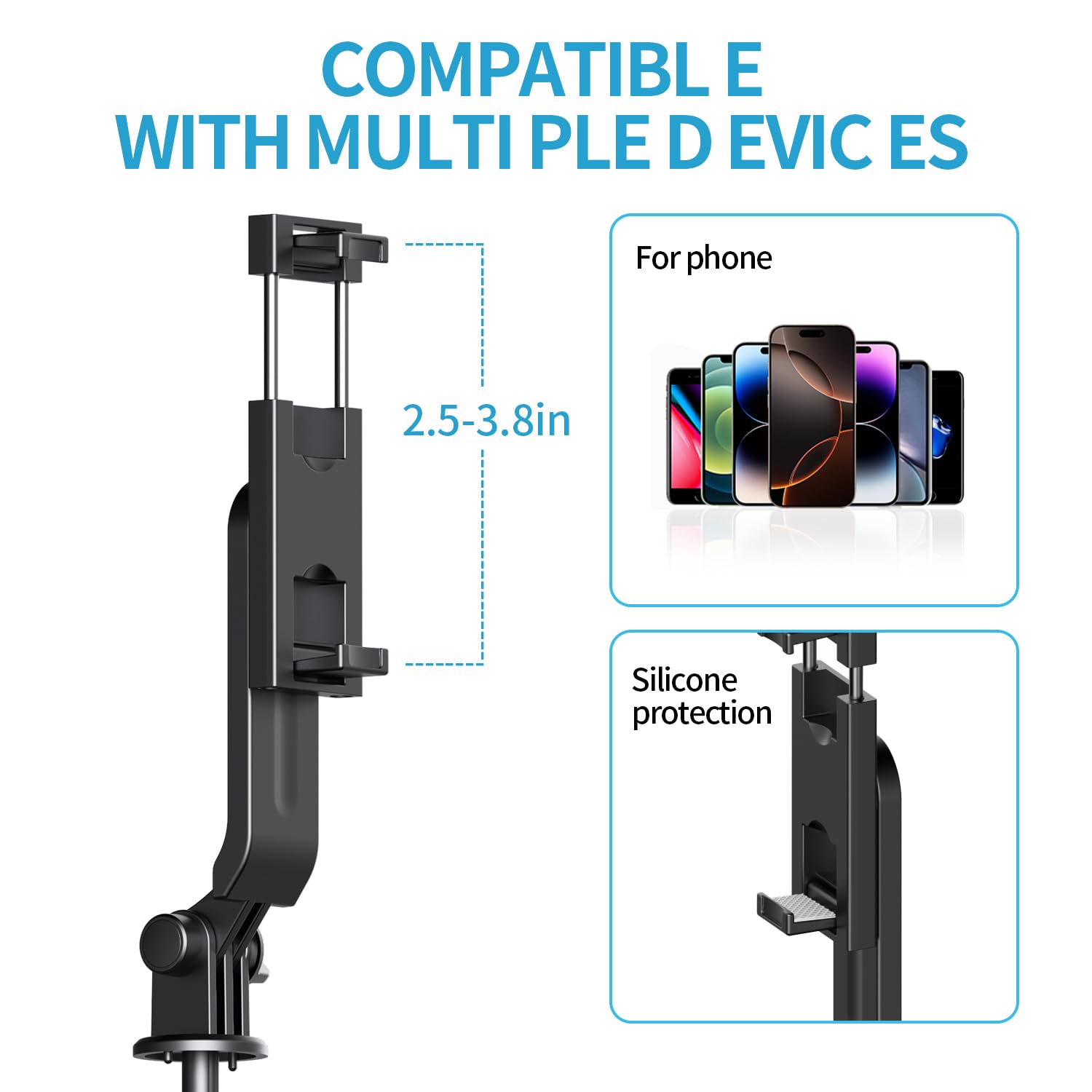 Mini Selfie Stick Tripod, Pocket Flex Tripod I-Phone Android Phone Grip, Portable Small Size Travel Compact Phone Selfie Stick W