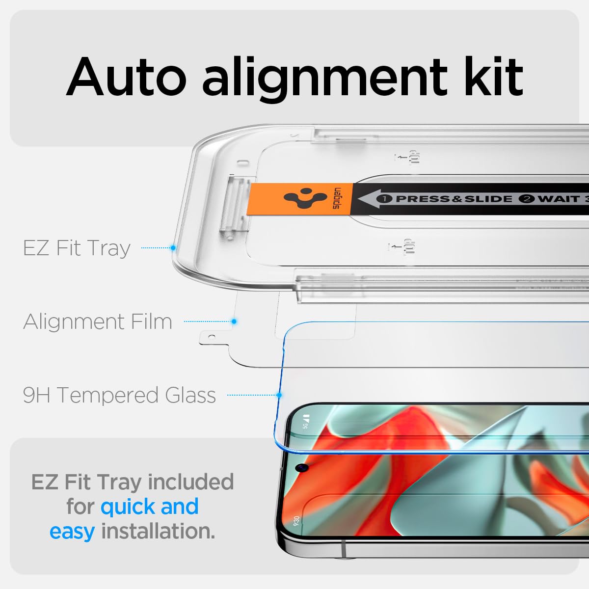 Spigen Tempered Glass Screen Protector [Glastr Ez Fit] Designed For Pixel 9 Pro Xl [Case Friendly] - 2 Pack