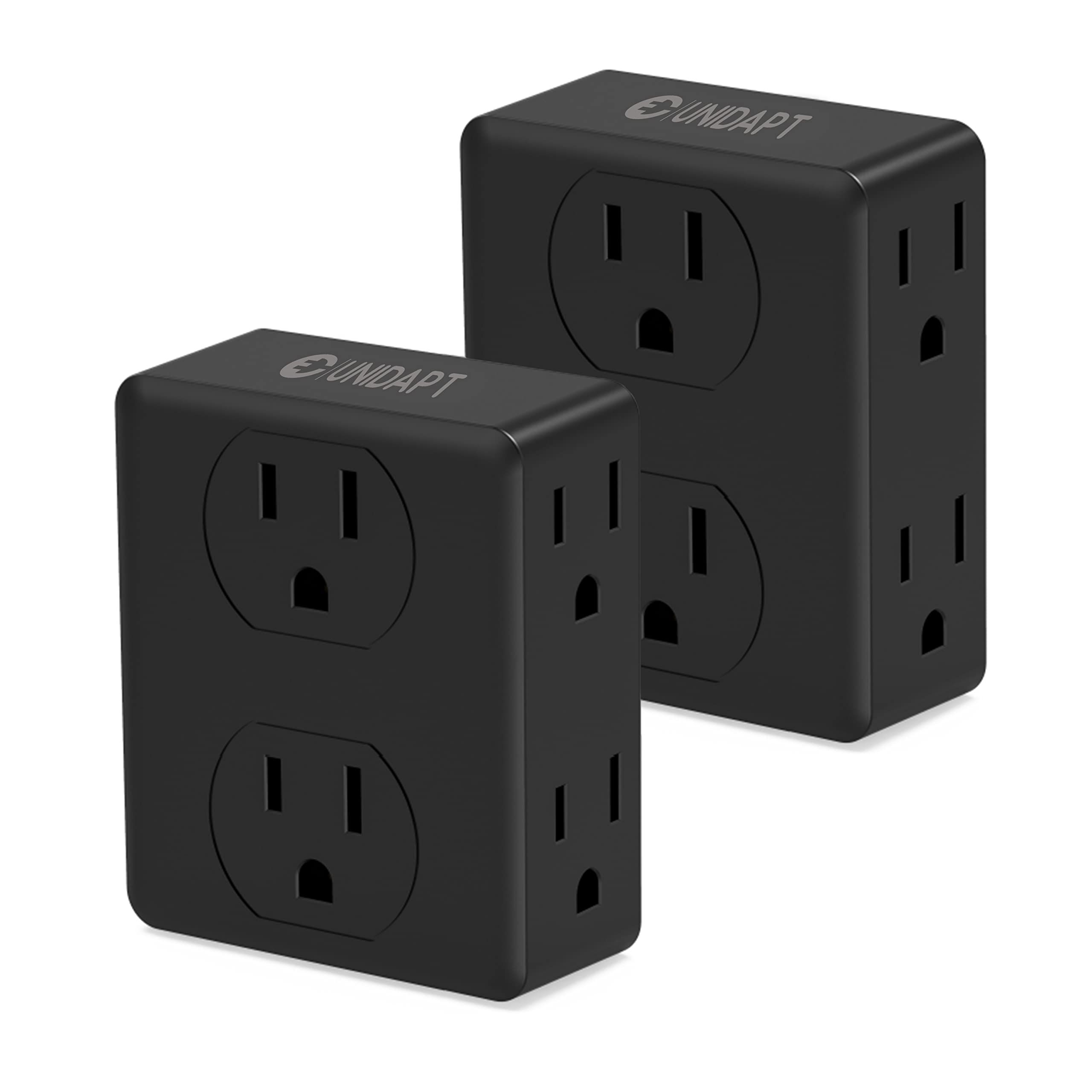 Multi Plug Outlet Splitter, Unidapt Multiple Outlets Extender Adapter With 6 Ac Sockets, Side Splitter Box, Wall Tap Power Plug
