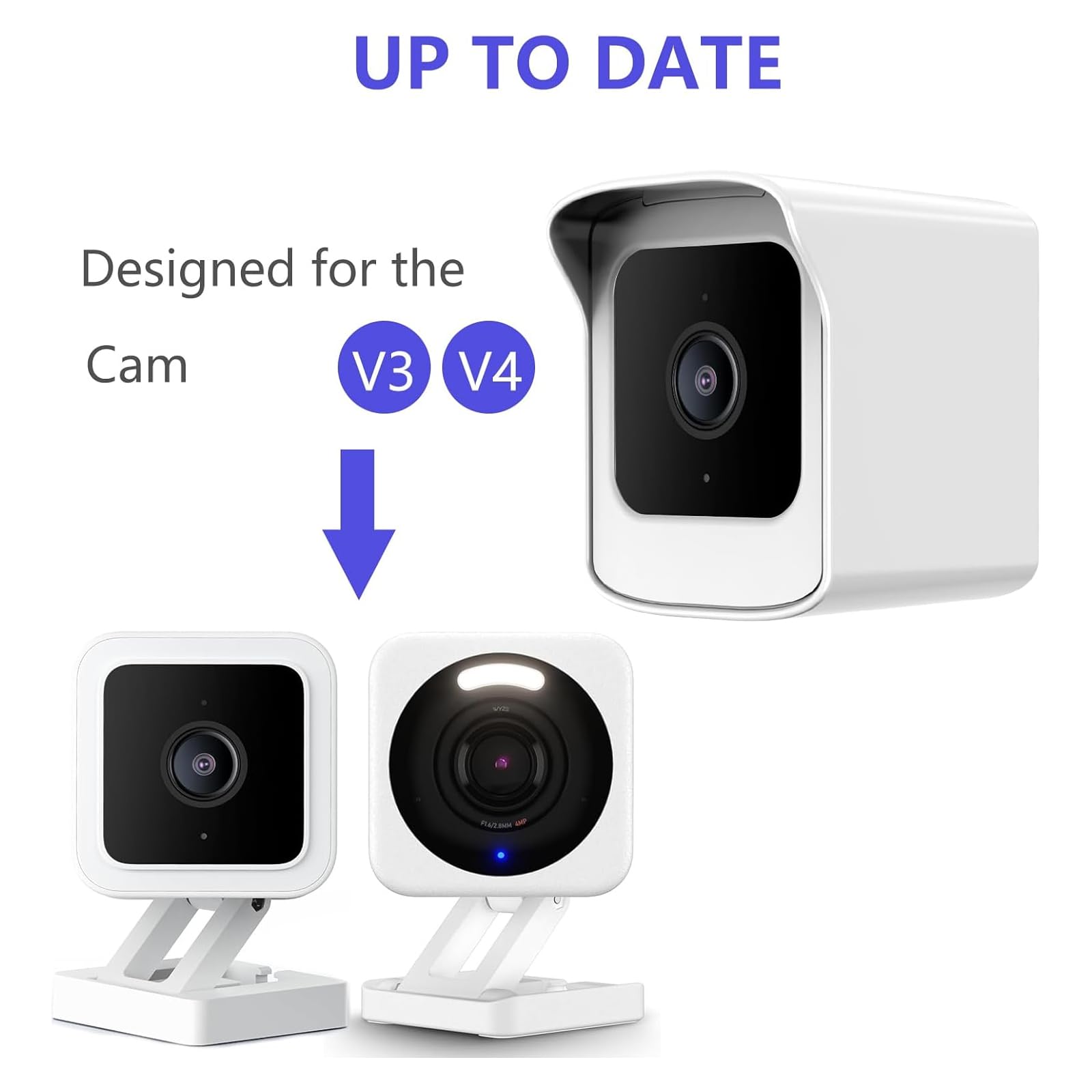 Pef Mount For All New Cam V3 And V4, Weatherproof Protective Cover And 360 Degree Adjustable Wall Mount Solid Housing For Cam V3 And V4 Outdoor Indoor Smart Home Camera System (White, 3 Pack)