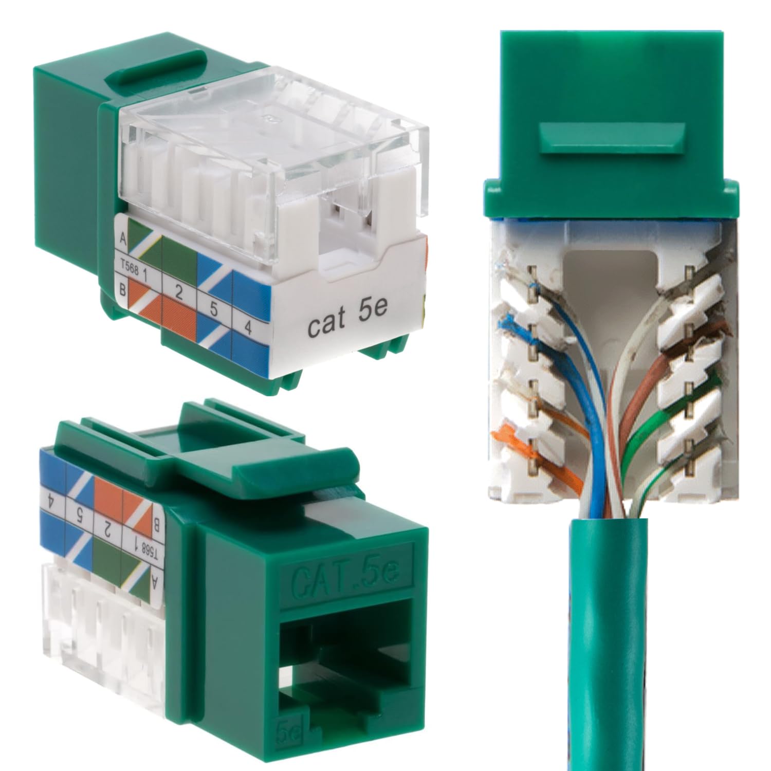 Satmaximum Cat5E Keystone Ethernet Wall Jack Punch Down Utp 45 Degree (Easier Termination Than 90 Degree), Rj45 Slim Profile Spe