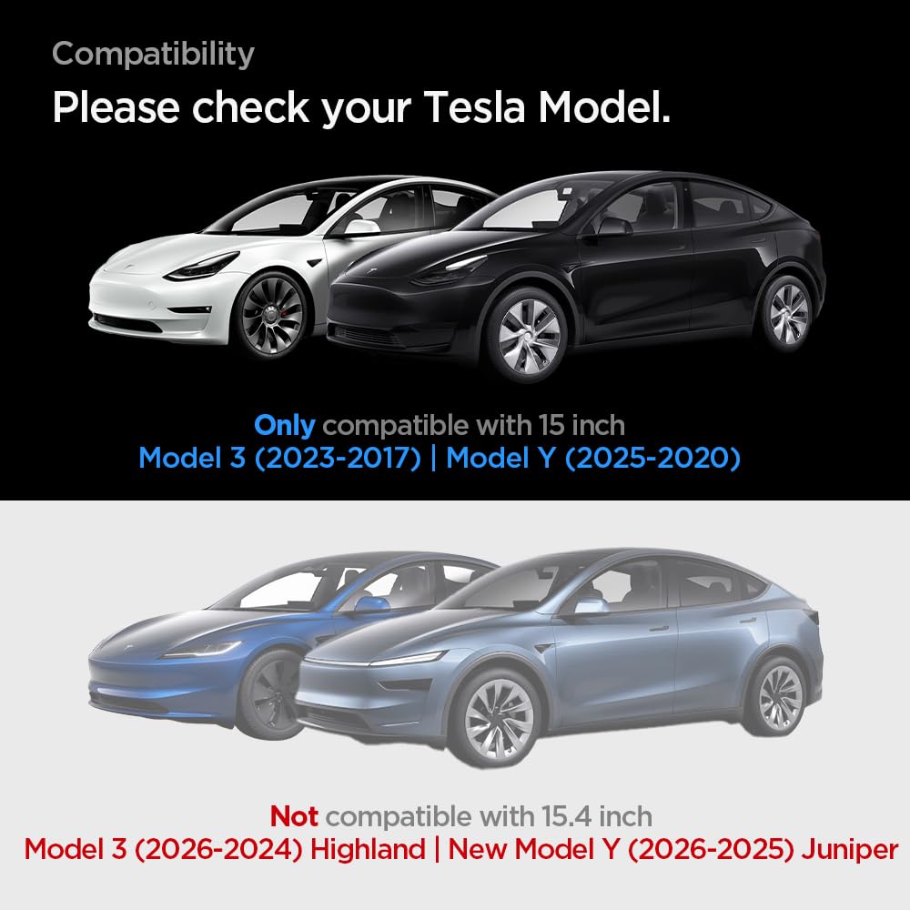 Spigen Tempered Glass Screen Protector [Glastr Ez Fit] Designed For Tesla Model 3 (2023-2017), Tesla Model Y (2025-2020) 15 Inch