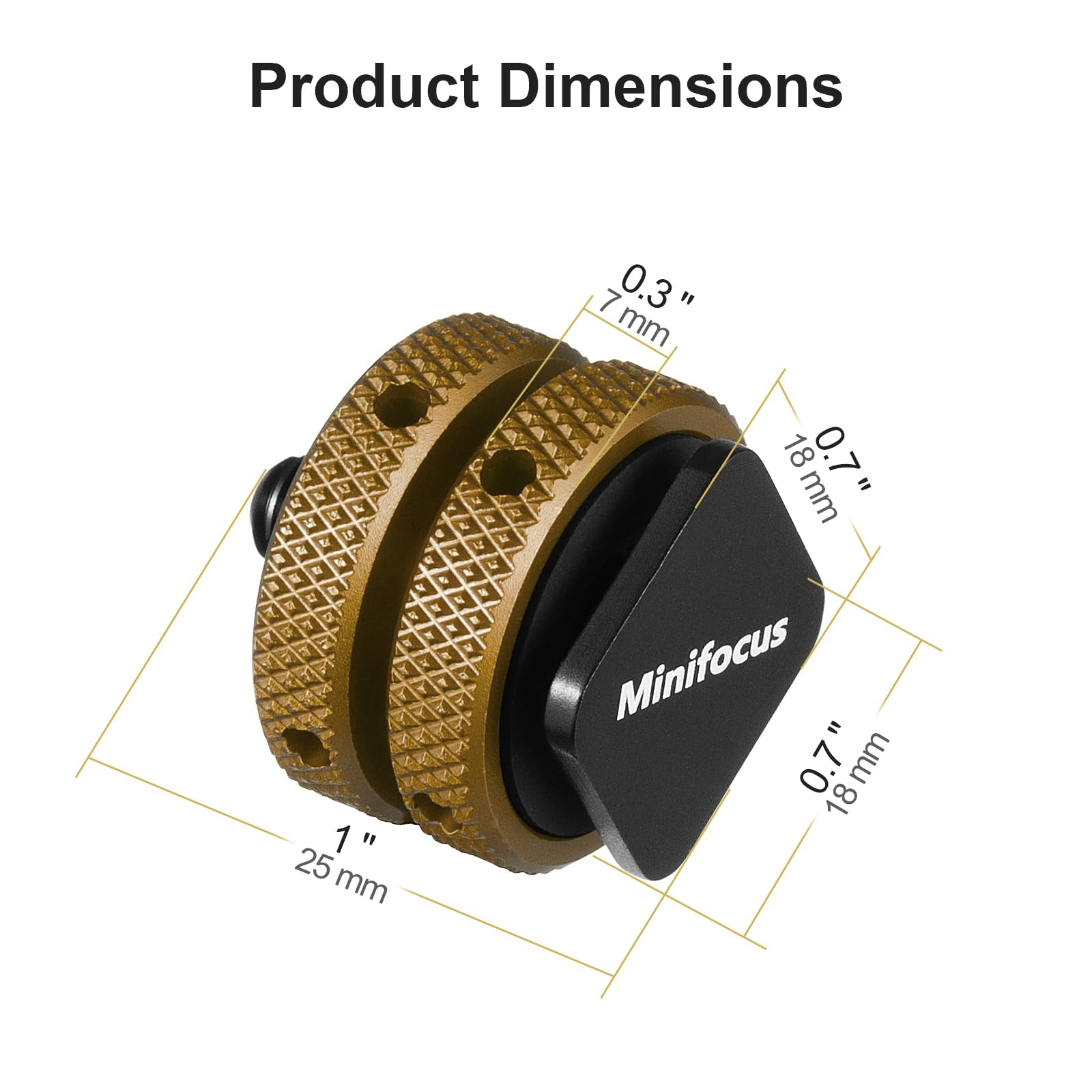 Minifocus Camera Hot Shoe Mount Adapter, Double Nut With 1/4 And 3/8 Aluminum Alloy Tripod Screw Flash Shoe Mount For Led Monito