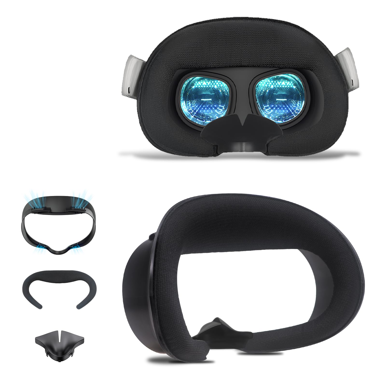 for Meta Quest 3S Face Pad,Upgraded Breathable Facial Interface with Air-Circulation Design to Reduce Fogging,Widened VR Cushion