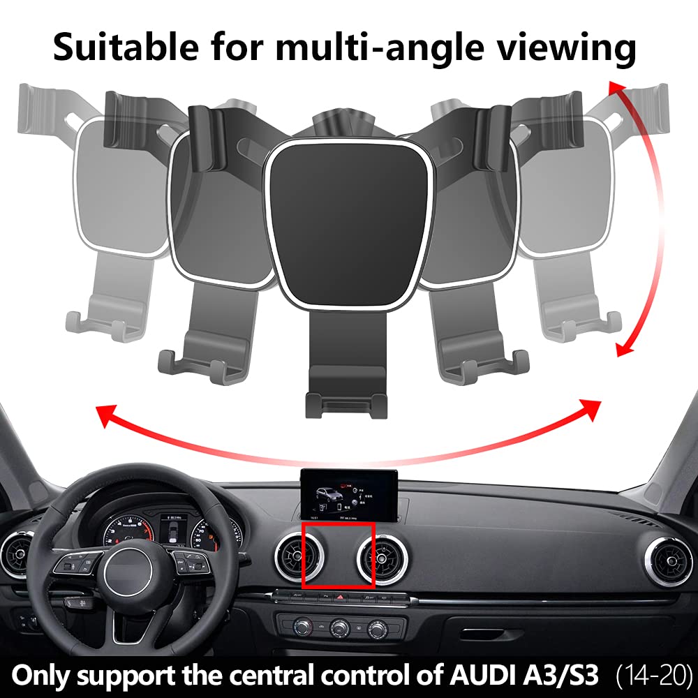 Lunqin Car Phone Holder For 2014 2020 Audi A3 S3 Rs3 Auto Accessories Navigation Bracket Interior Decoration Mobile Cell Phone M