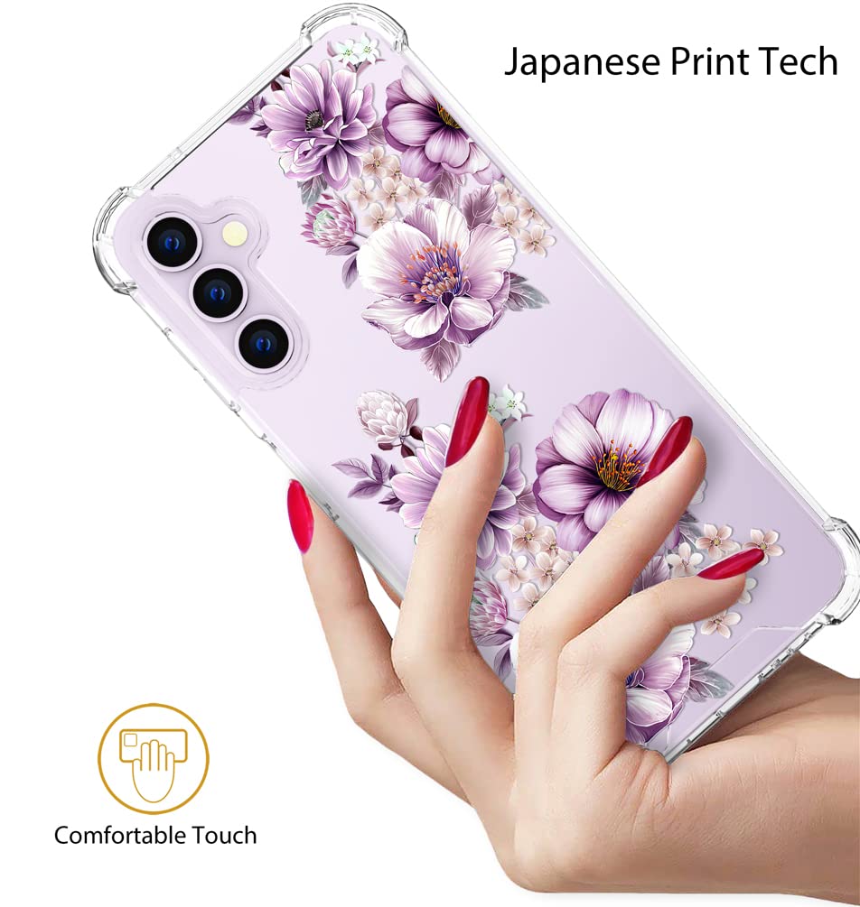 Topgraph Case Clear Floral Flower Cute For Women Girly Designer Girls For Galaxy S23 Plus, Phone Case Floral Design Compatible W