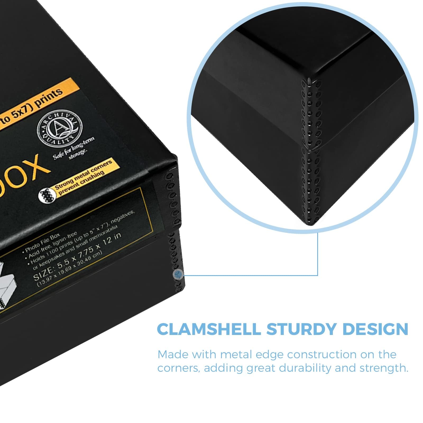 Lineco, Black Hinged Lid Photo Box 5.5'X7.75'X12' Archival Acid Free. Holds Up To 1100 Of 4X6 Or 5X7 Pictures, Art. Preserves Longevity, Photos Or Documents, Craft, Prints, Cards, 2 Pack