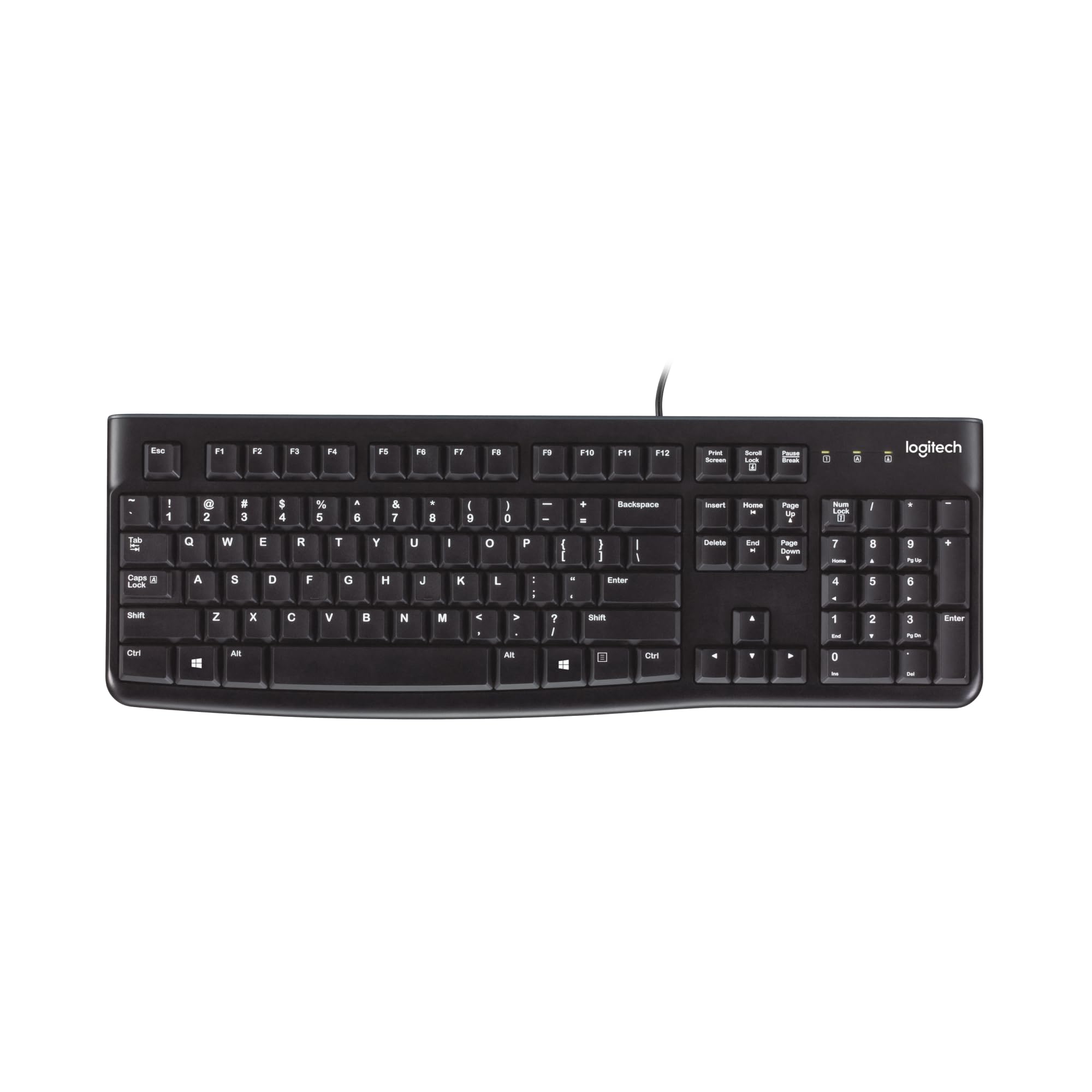 Logitech K120 Wired Keyboard For Windows, Plug And Play, Full Size, Spill Resistant, Curved Space Bar, Compatible With Pc, Lapto