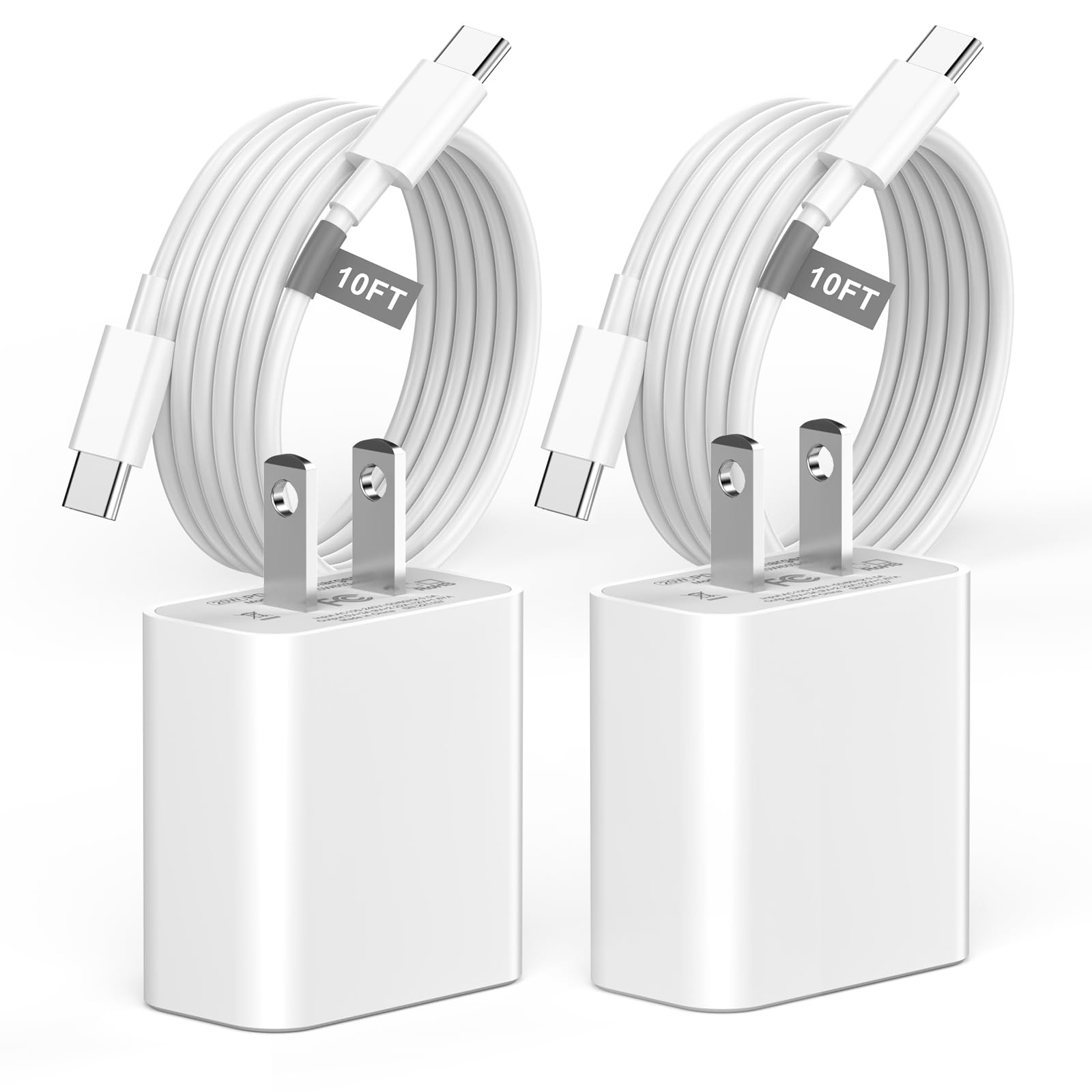 Iphone 15 Charger Fast Charging 10 Ft, 2 Pack 20W Usb C Wall Charger With 2 Pack 10Ft Extra Long Type C Charger Fast Charging Da