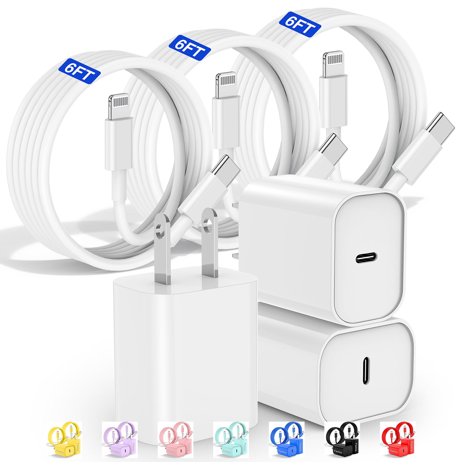 Fast Charger For Iphone Charger Fast Charging 6Ft Lightning Cable,For Iphone 14 13 12 Pro Max Charger Fast Charging With 20W Usb C Charger Block,Type C To Lightning Cord For Iphone 11 Pro Max/Xs White