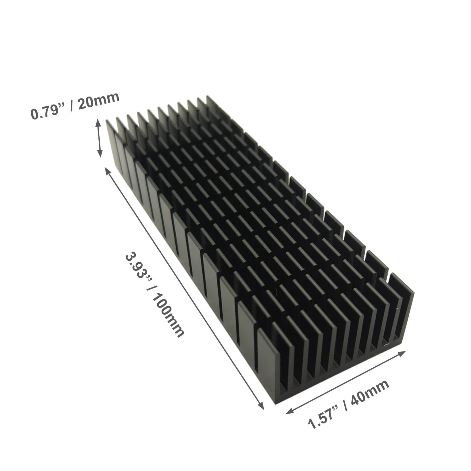 Easycargo 2Pcs 40Mm Heatsink Kit 100Mmx40Mmx20Mm + 3M8810 Thermal Conductive Adhesive Tape, Cooling Aluminium Heat Sink