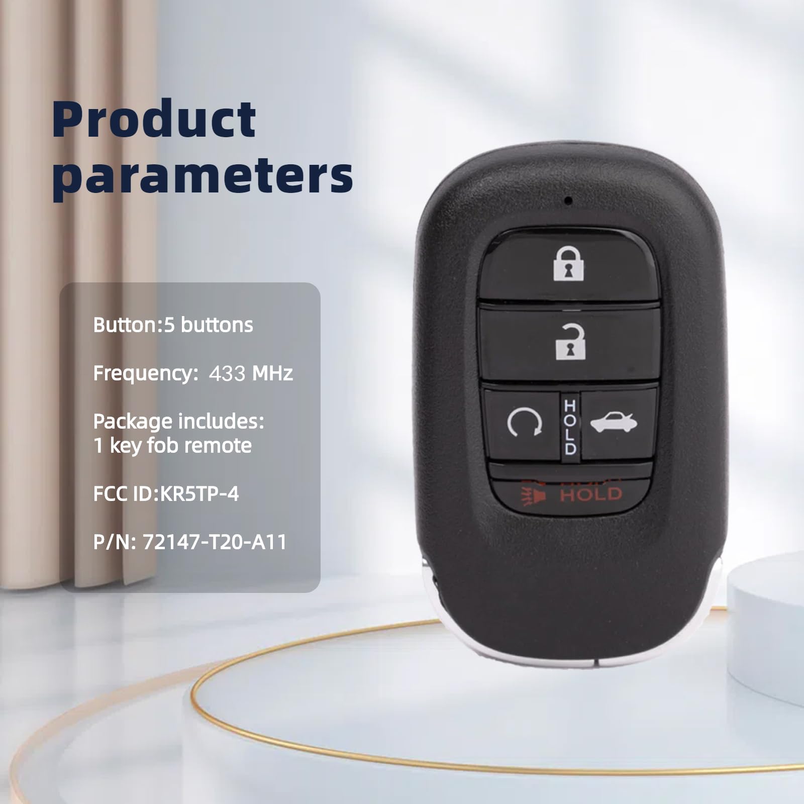 Smart Key Fob Remote Replacement Compatible With Honda Accord Civic 2022 2023 2024 2025 Keyless Entry Remote Control Fcc Id:Kr5T