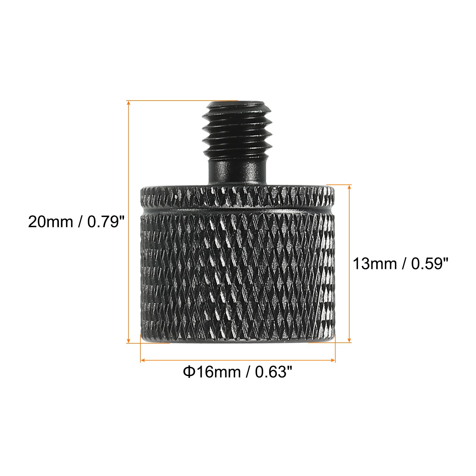 Meccanixity Mic Stand Adapter 1/4 Female X M6 Male Camera Screw Thread Adapter For Microphone Tripod Stand Black 2 Pack