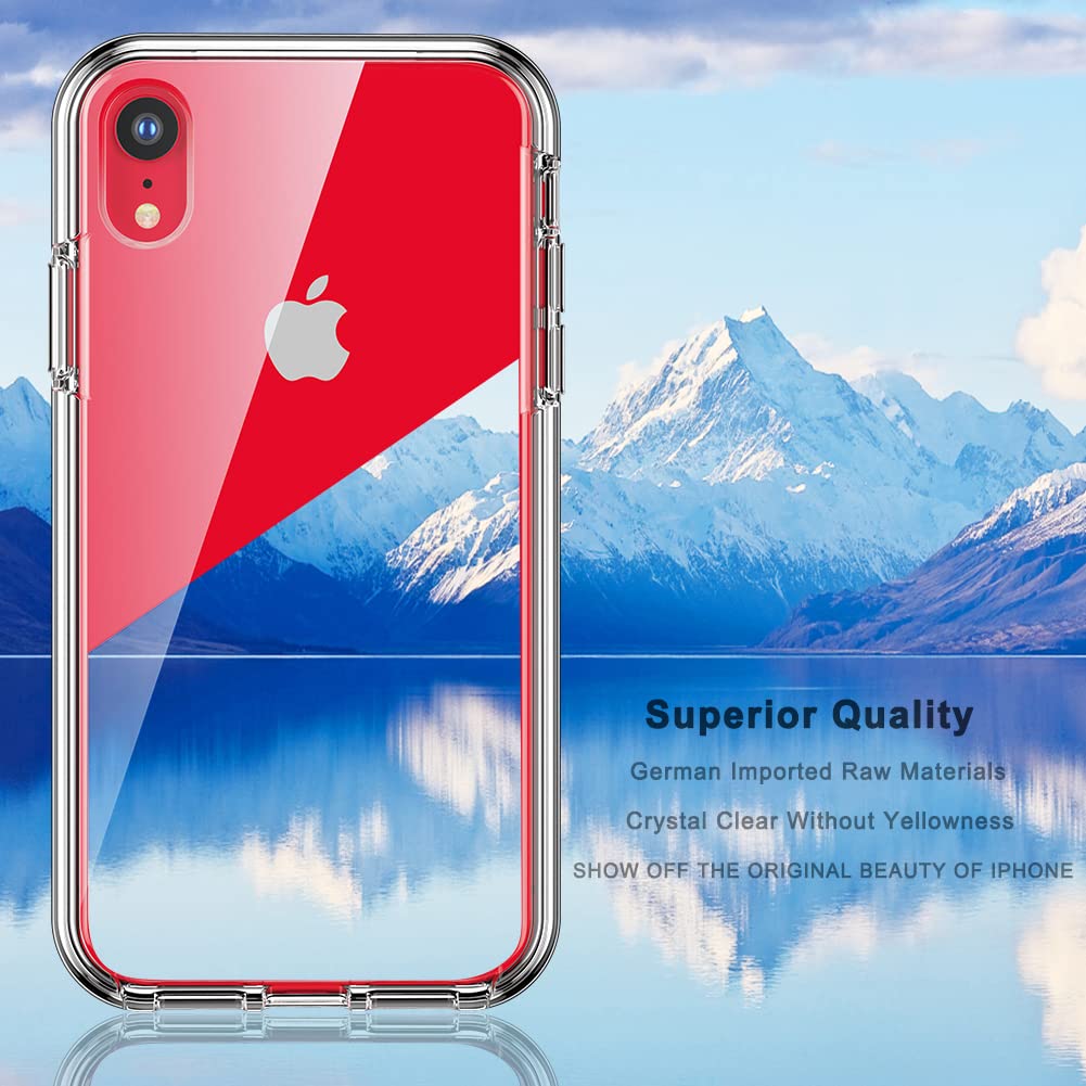 Coolqo Compatible For Iphone Xr Case, With [2 X Tempered Glass Screen Protector] Clear 360 Full Body Coverage Hard Pc+Soft Silic