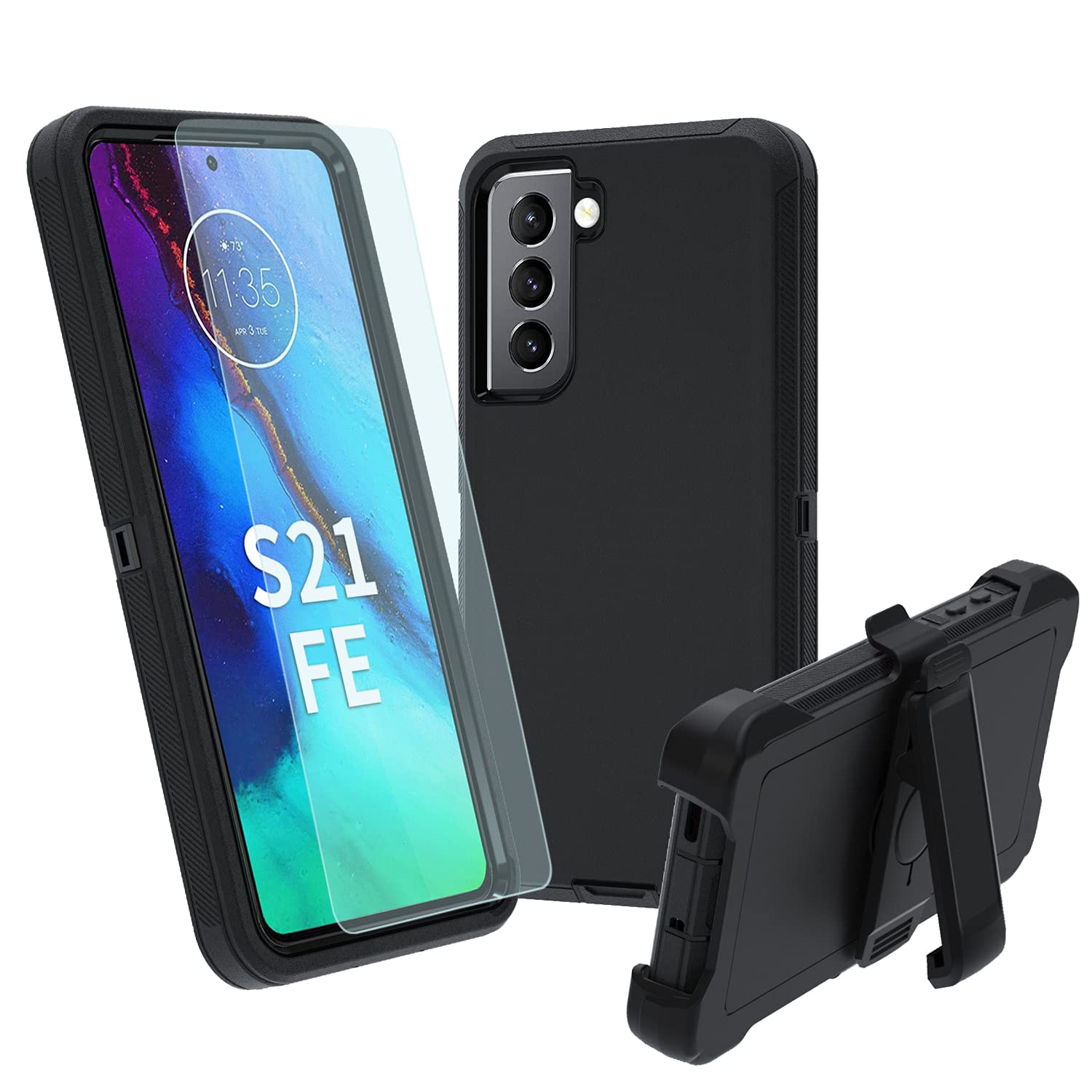 For Samsung Galaxy S21 Fe 5G Case, S21 Fe Heavy Duty Case,[Military Grade Protective ][Shockproof] [Dropproof] [Dust Proof], Com