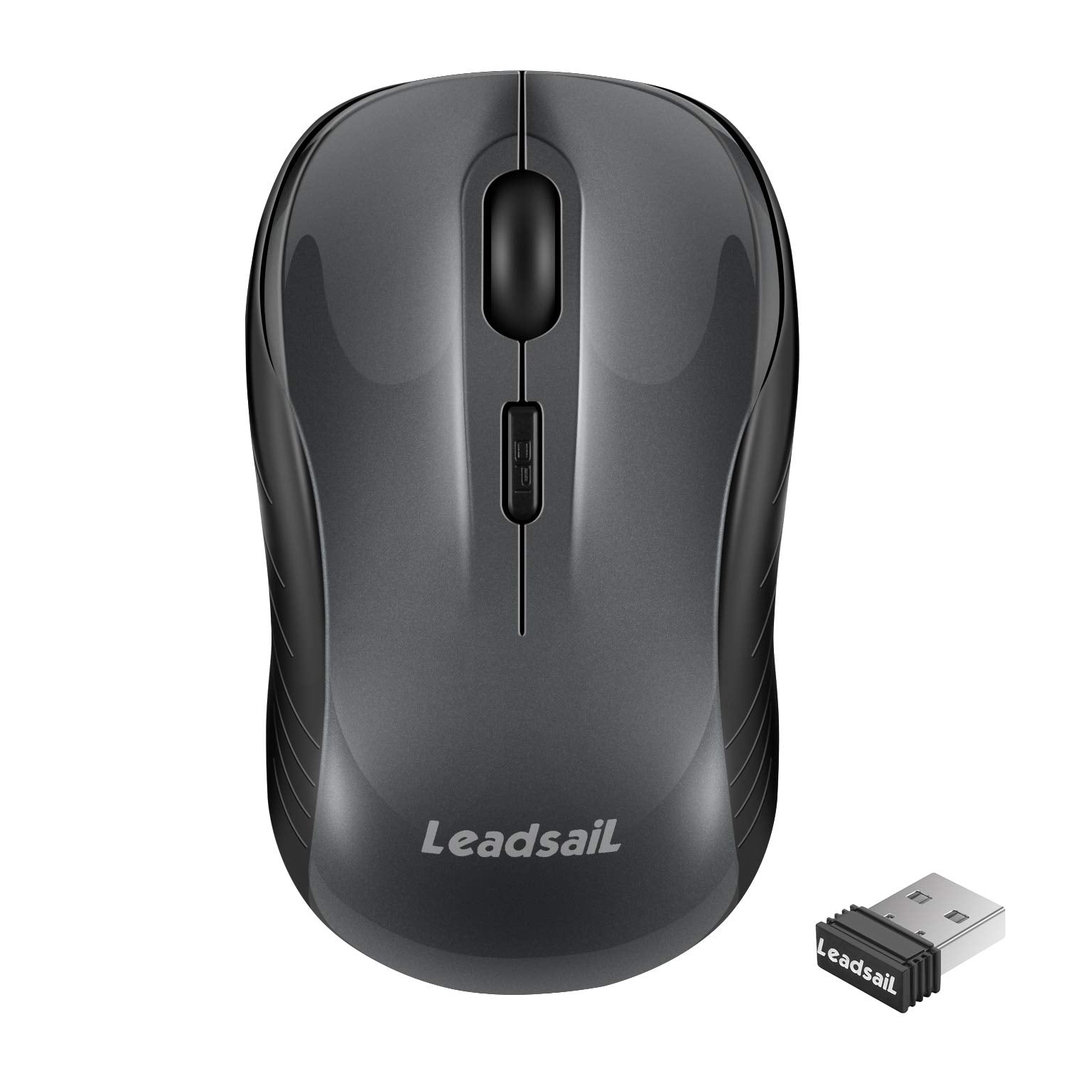 LeadsaiL Wireless Mouse, 2.4Ghz USB Cordless Mouse for Laptop, Compact Silent Mice, 4 Buttons, 3 Adjustable DPI, Ergonomic Optic