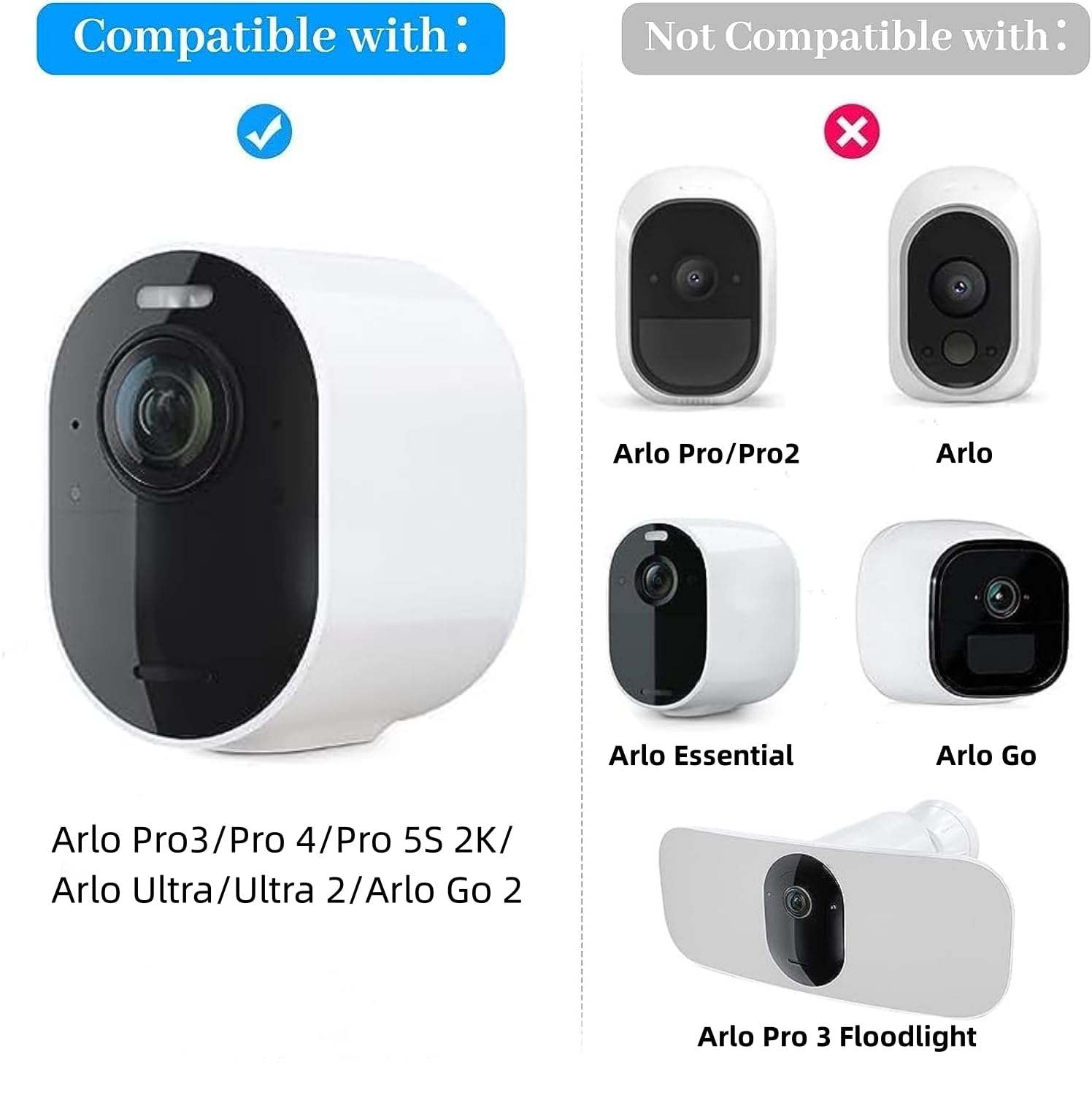 2Pack Arlo Camera Charger Outdoor&Indoor, Power Cord For Arlo Pro 3/Pro 4/Pro 5S 2K, Arlo Ultra/Ultra 2, Arlo Go 2 16Ft/5M Weath