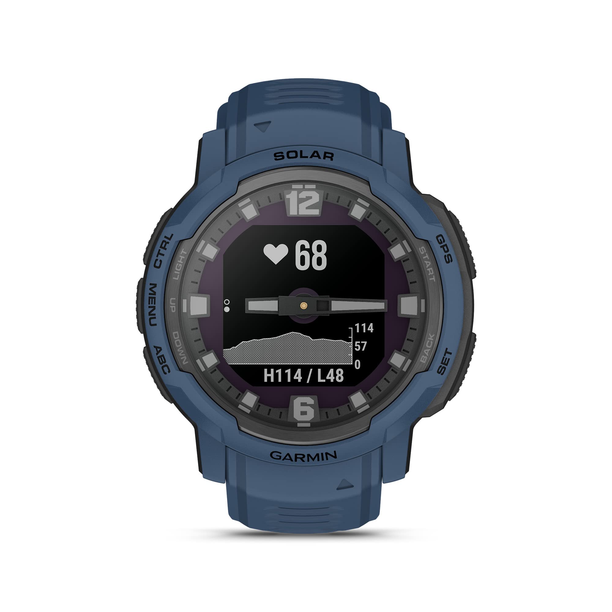 Garmin Instinct Crossover Solar, Rugged Hybrid Smartwatch With Solar Charging Capabilities, Analog Hands And Digital Display, Ti