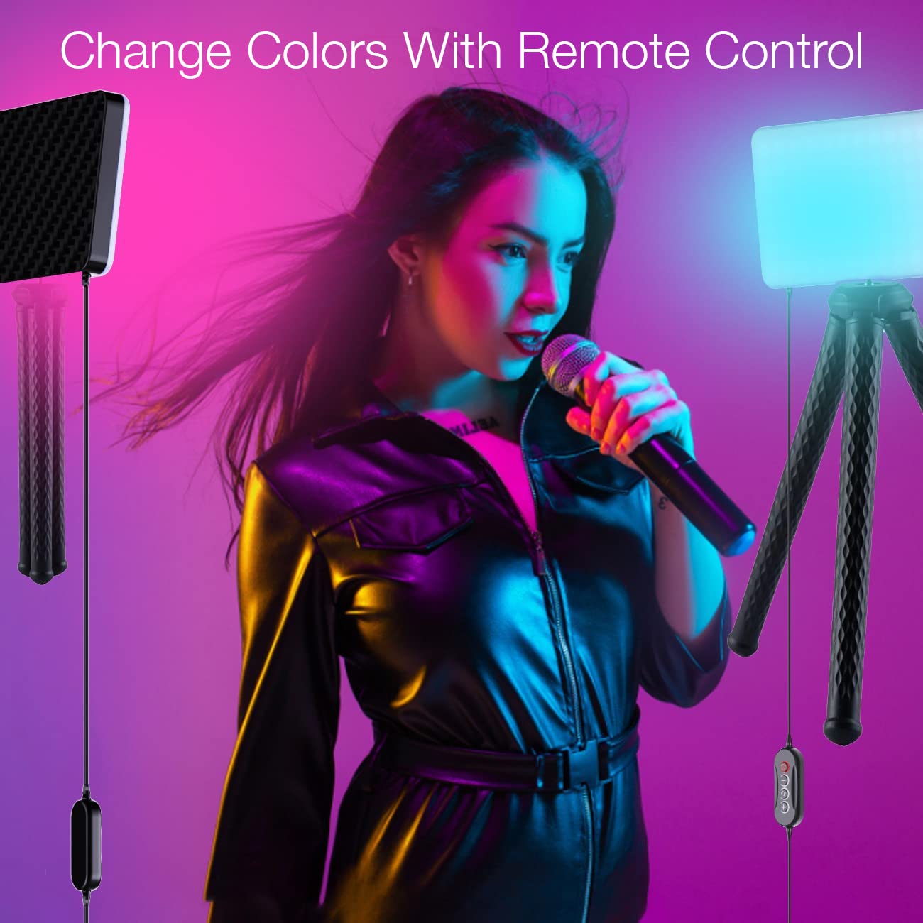 Fugetek Rgb Led Video Light With Flexible Desktop Tripod, 77 Rgb Beads, Wired Controller, Usb Powered, Portable, 3200K 6500K, St