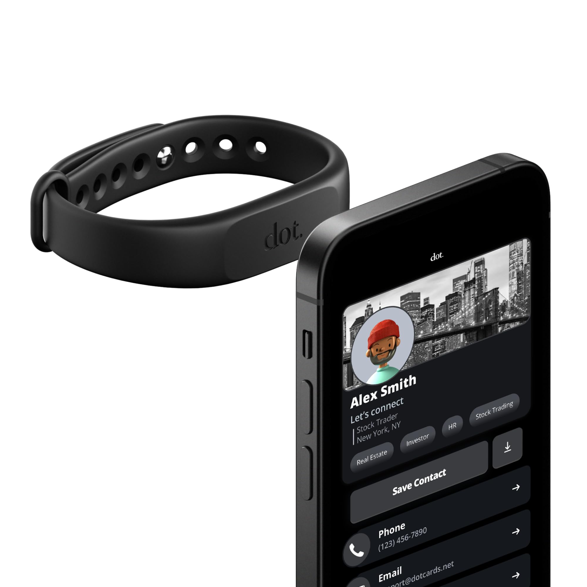 Dot. Band   Digital Business Card Wristband   Tap To Share Nfc   Iphone & Android (Black)