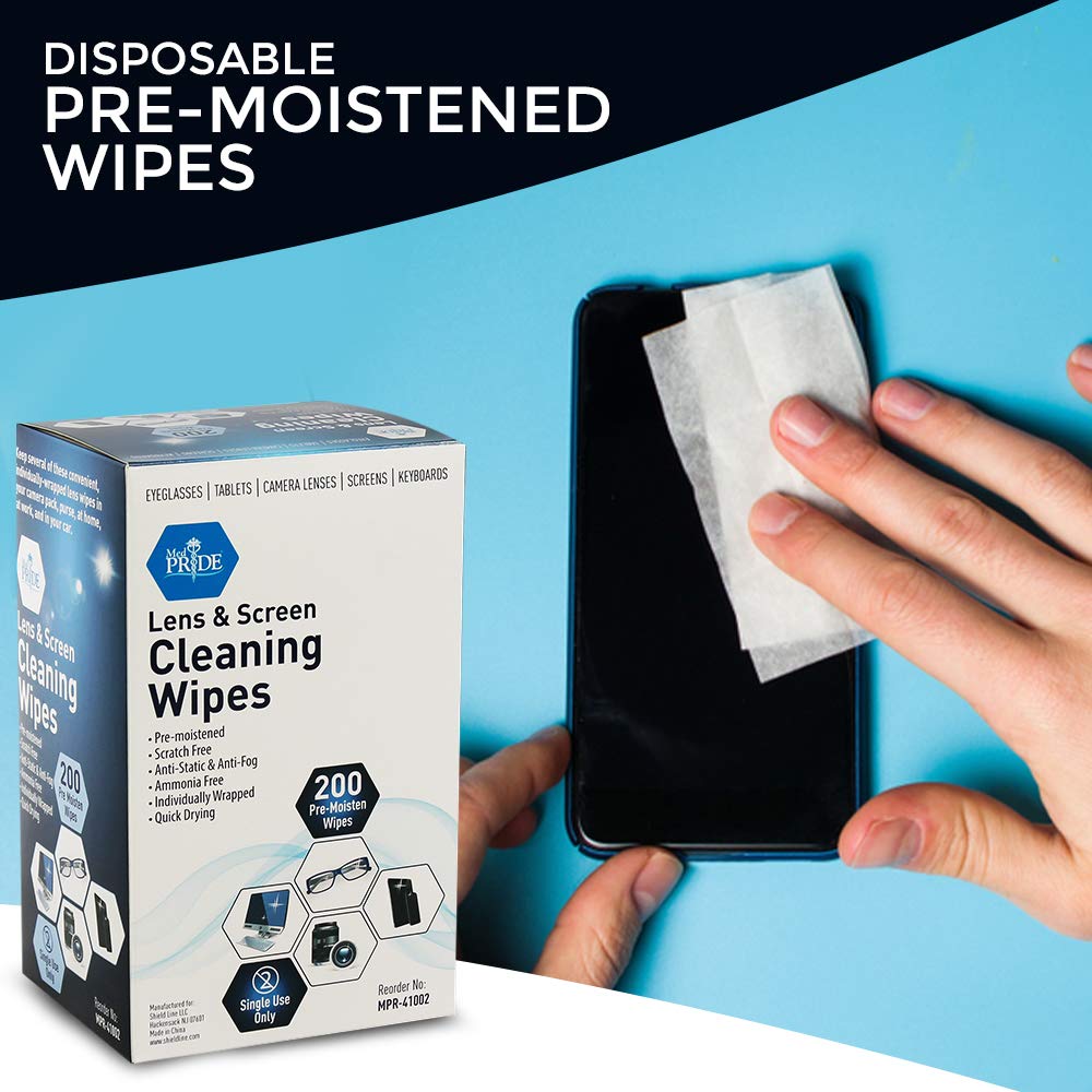 Medpride Premoistened Lens Wipes| Anti Static, Anti Fog, Quick Dry & Scratch Free| Cleaning Cloths For Led Touch Screen, Iphones