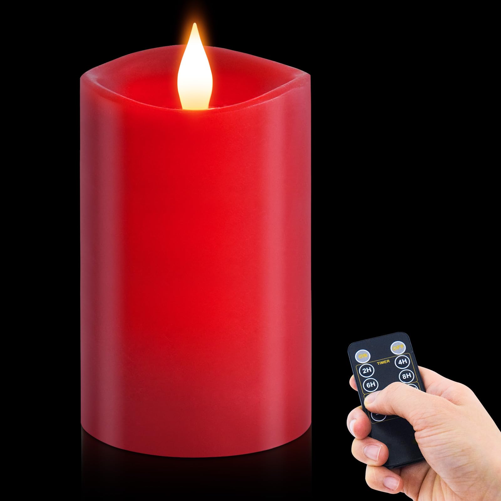milysoek 1PCS, 3 x 5 inches Flameless Candle with Remote Control, 3D Flickering Wick, Real Wax Pillar LED Candles, Battery Candl