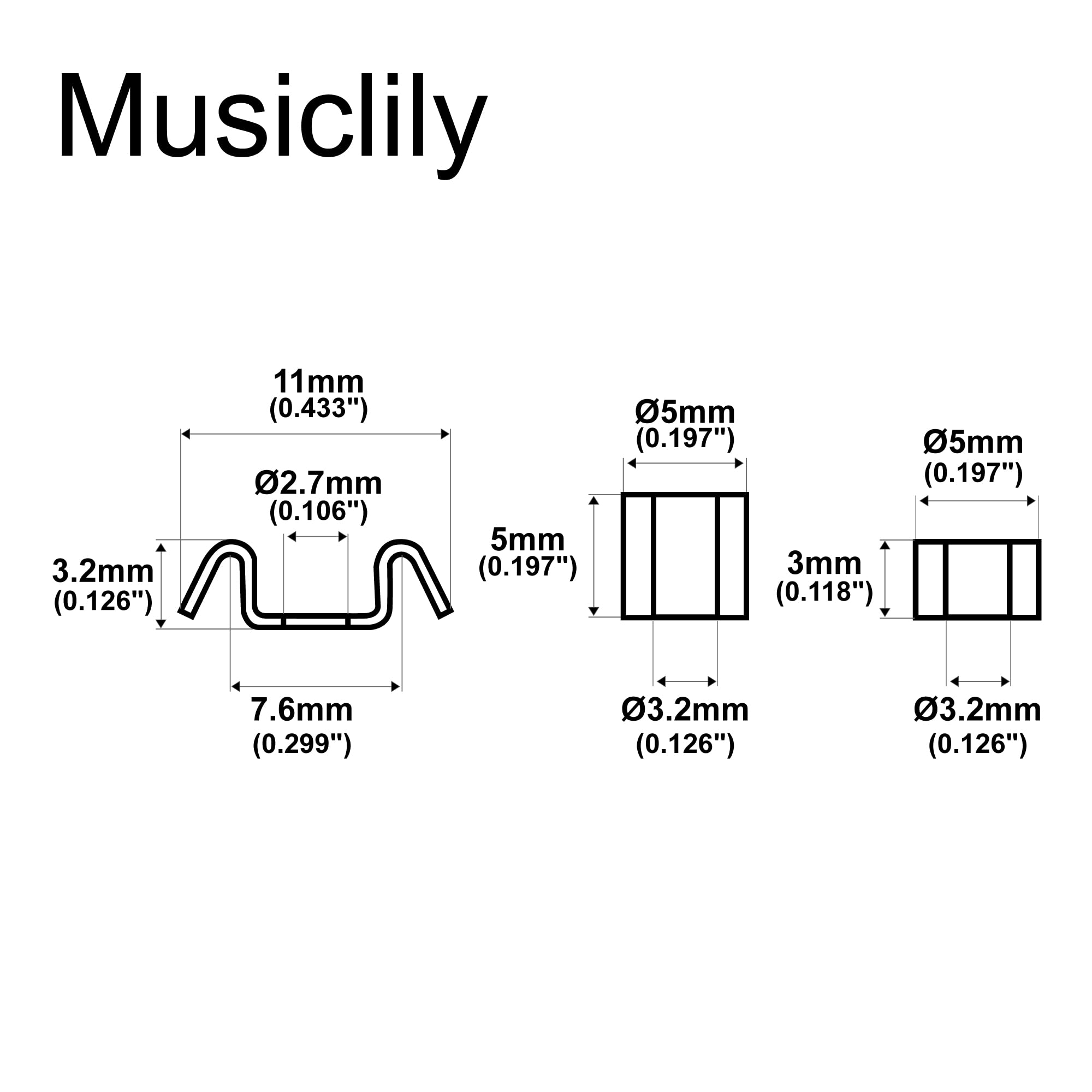 Musiclily Pro Steel Vintage Butterfly Style String Retainer String Trees String Guides For Electric Guitar, Chrome (Set Of 2)