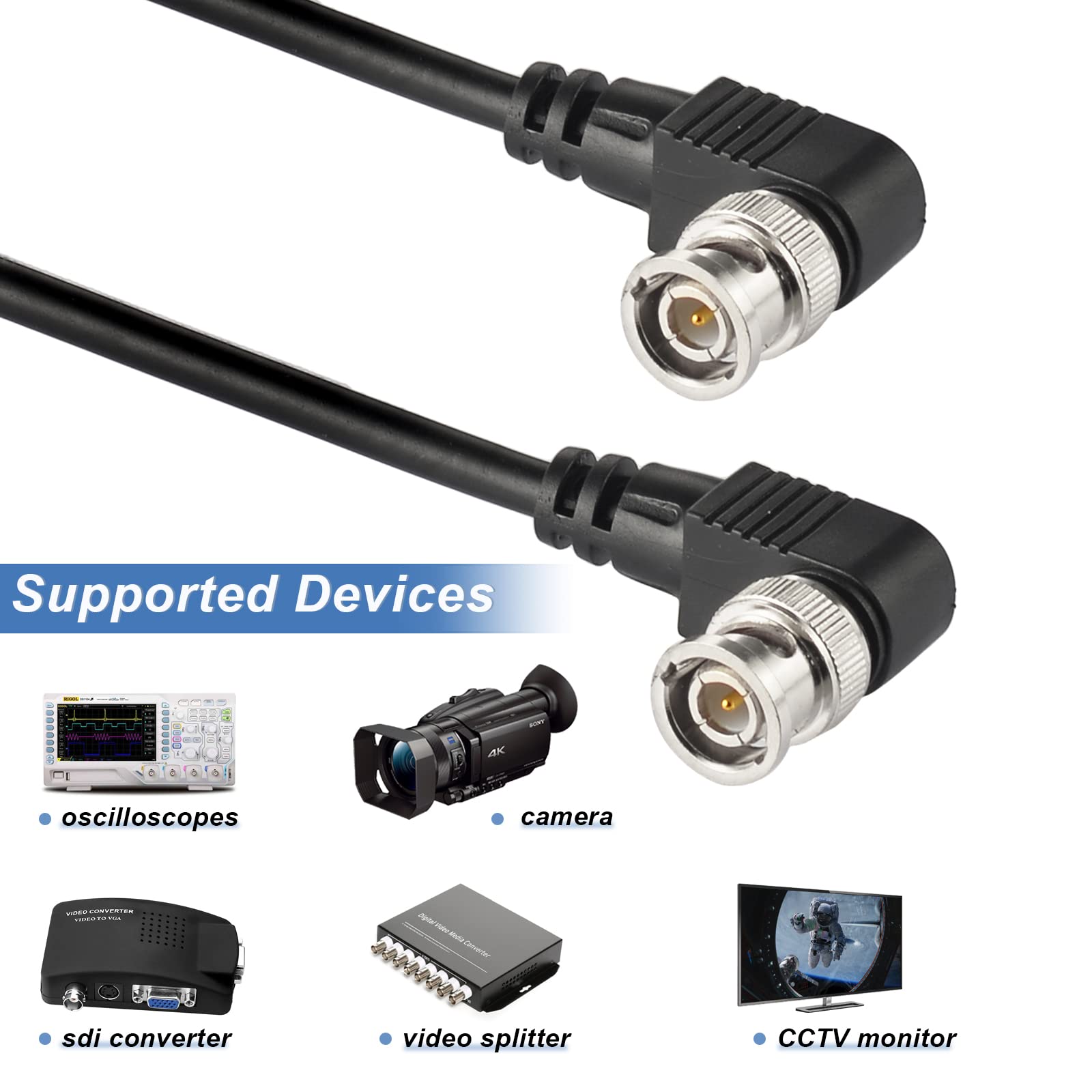 Superbat Bnc Cable 3G/Hd Sdi Cable 3Ft Sdi Coil Cable 75Ohm Bnc To Bnc Extension Coaxial Cable For Cameras And Video Equipment,S