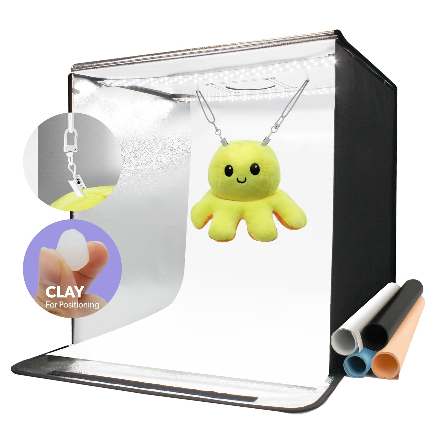 Limostudio 24 X 24 Inch (New Model) Led Light Box Photo Shooting Tents, 120 Led > 4000 Lumen, Cri > 95, Elastic Ceiling String C