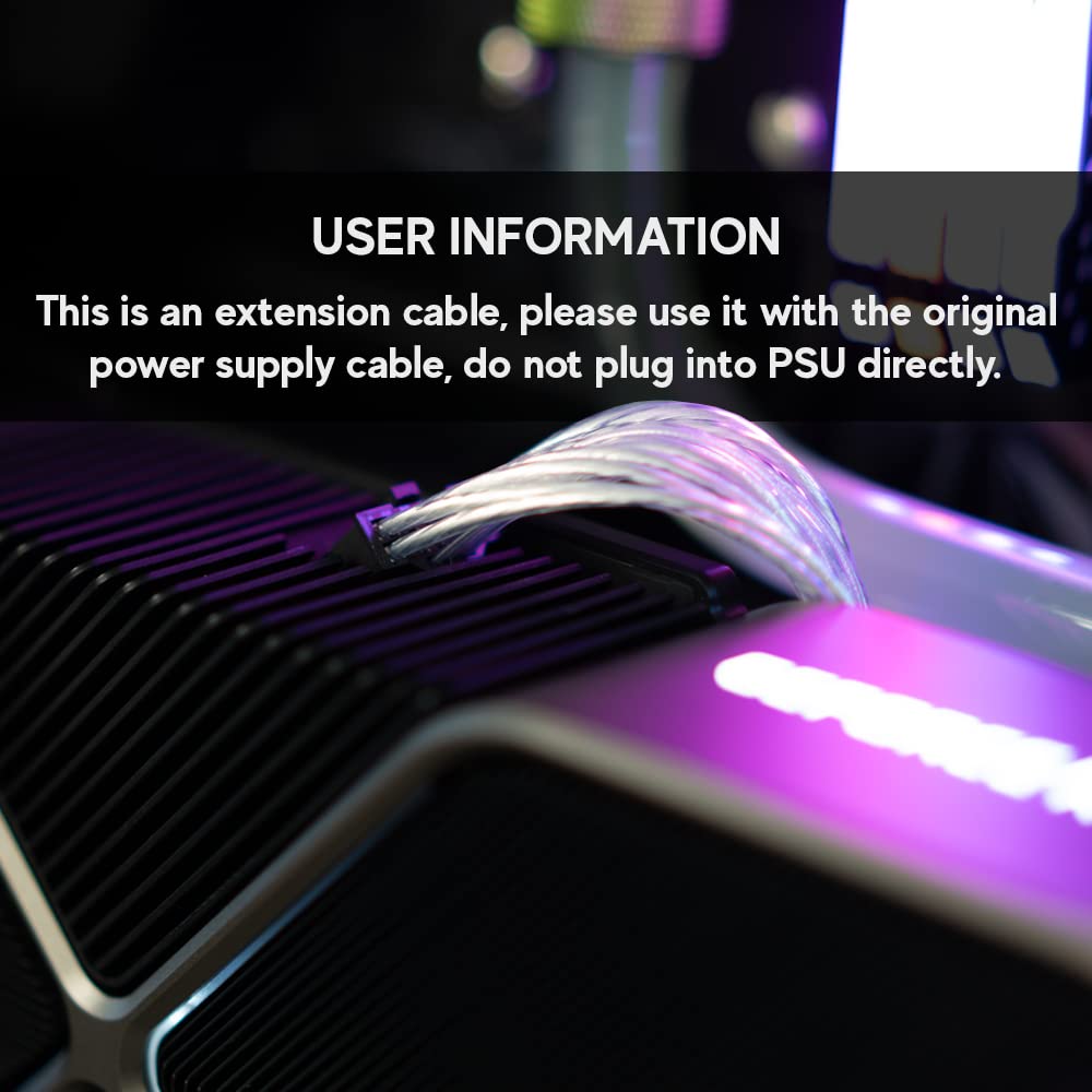 Linkup   Ava 16Pin Pcie 5.0 Gpu Power Extension Cable (12Vhpwr) For Nvidia Rtx4000 16Awg Silver Coated Copper Teflon High Temper