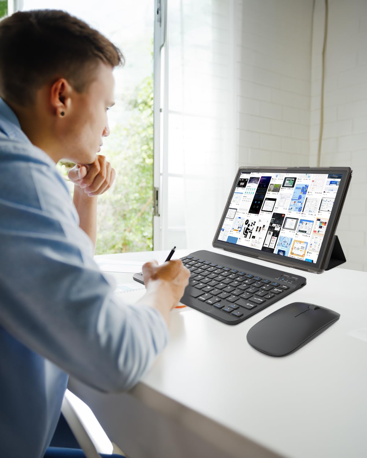 Tablet 2 In 1 Android 12 Tablets With Keyboard 10 Inch Tabletas, Include Mouse Stylus Case Tempered Film, 6000Mah Tablet 4Gb+32G