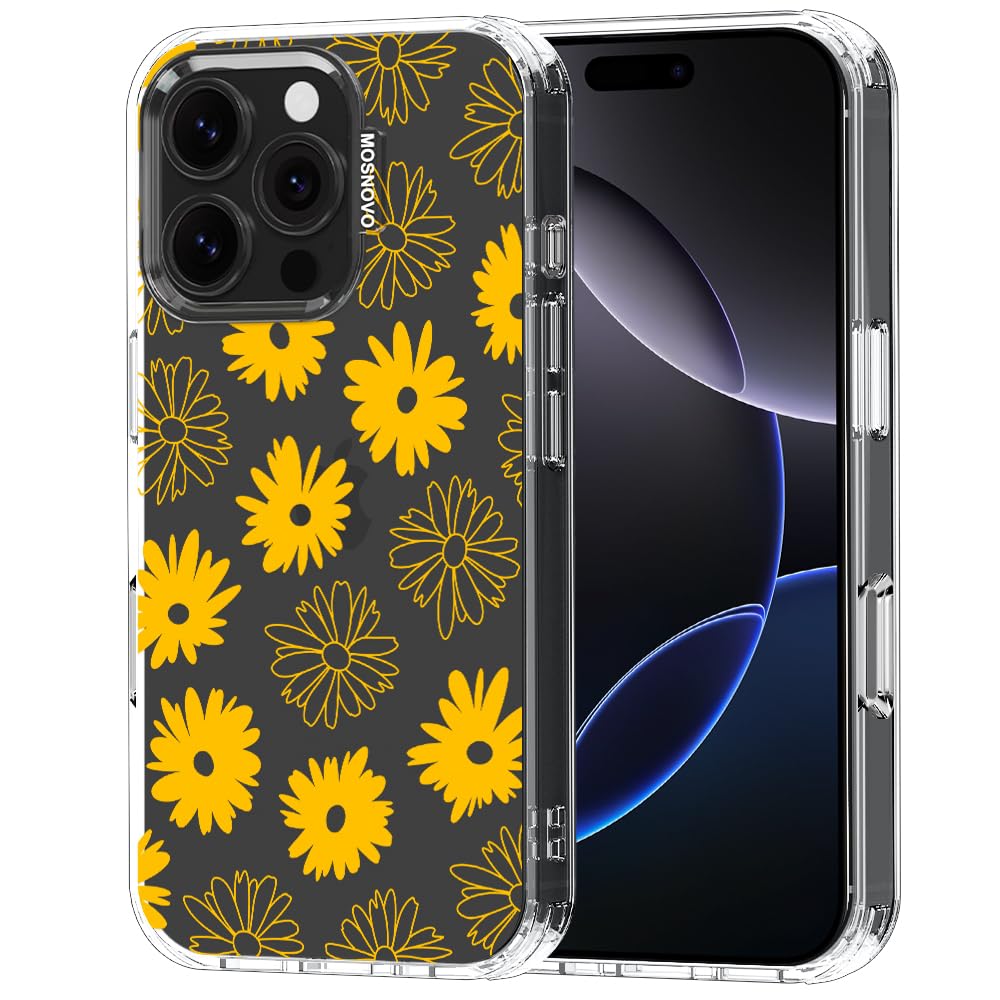 MOSNOVO for iPhone 16 Pro Case, Shockproof Military-Grade Protection 6.6ft Drop Tested, Clear Phone Case for iPhone 16 Pro, Sunf