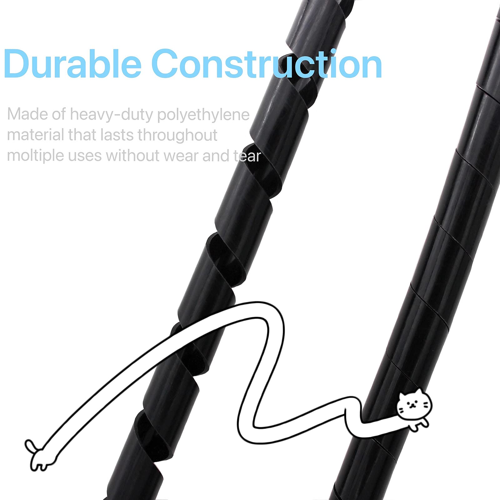 Cszd Spiral Cable Wrap,10Ft � 1/4 Inch Spiral Wire Wrap Cord Covers Bundle Sleeve Hose For Pc Tv Computer Electrical Wire Organizer,Tangle Stop Cord Cover And Detangler,Black