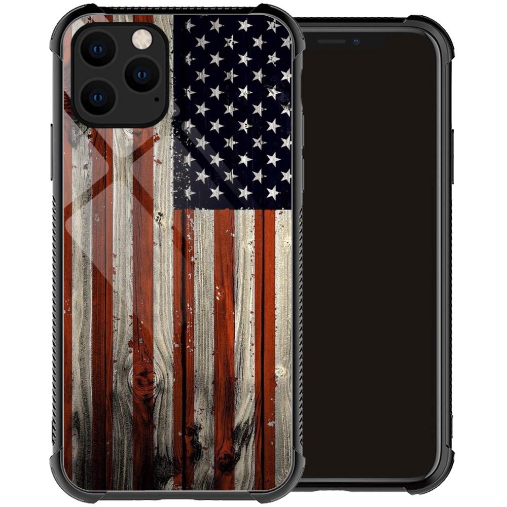 Zhegailian Case Compatible With Iphone 12 Case,Red Wood Usa Flag Case For Iphone 12 Pro Case Men Boys, Drop Protection Pattern C