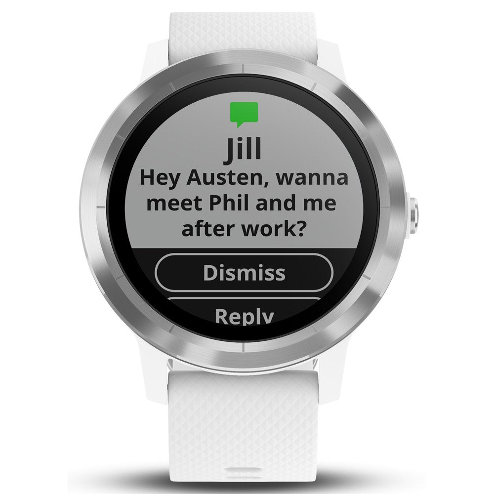 Garmin 010 01769 21 Vivoactive 3, Gps Smartwatch With Contactless Payments And Built In Sports Apps, White/Silver