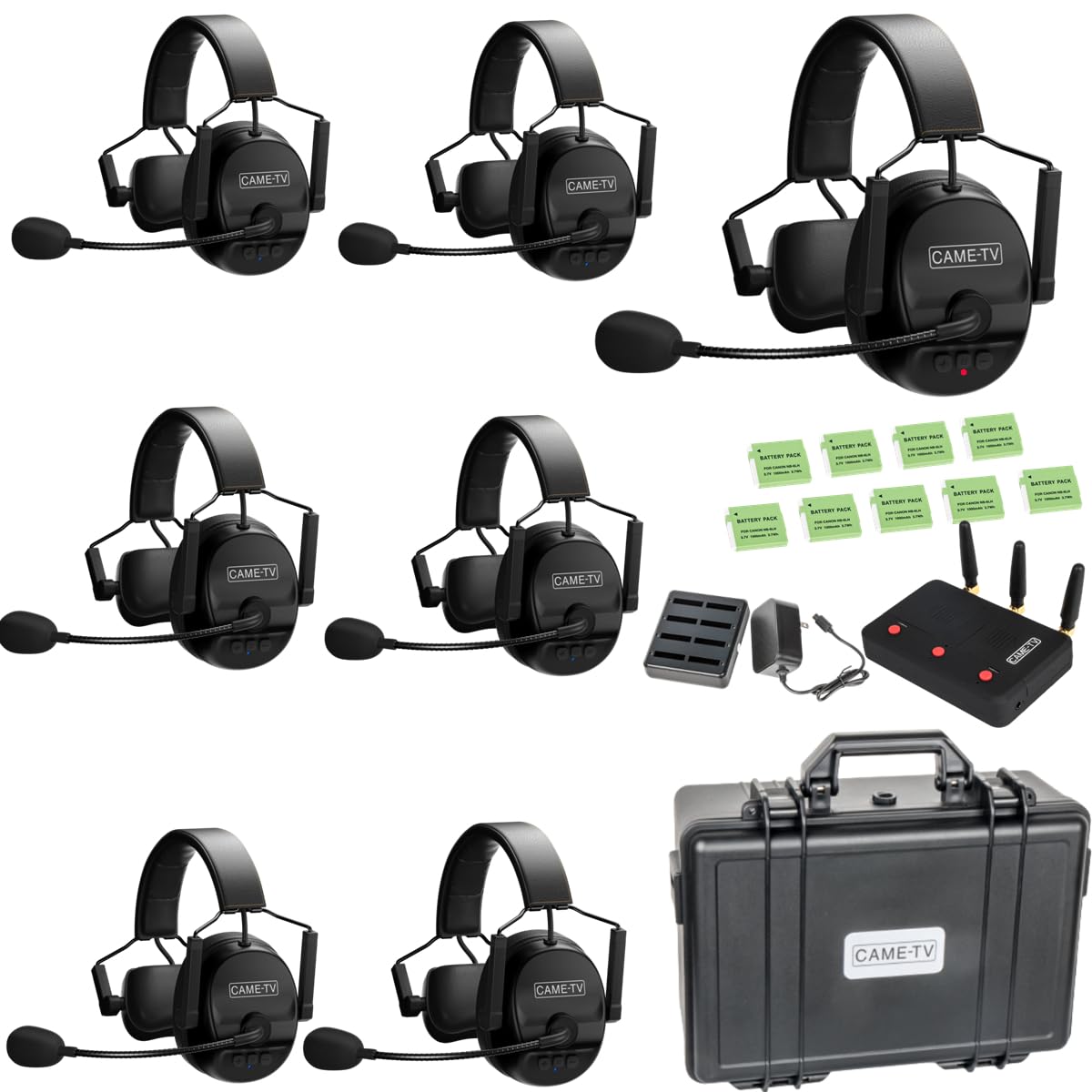Came Tv Kuminik8 Wireless Intercom Headsets System Full Duplex Noise Cancellation 1500Ft Single Ear Headset For 7 People Team Co